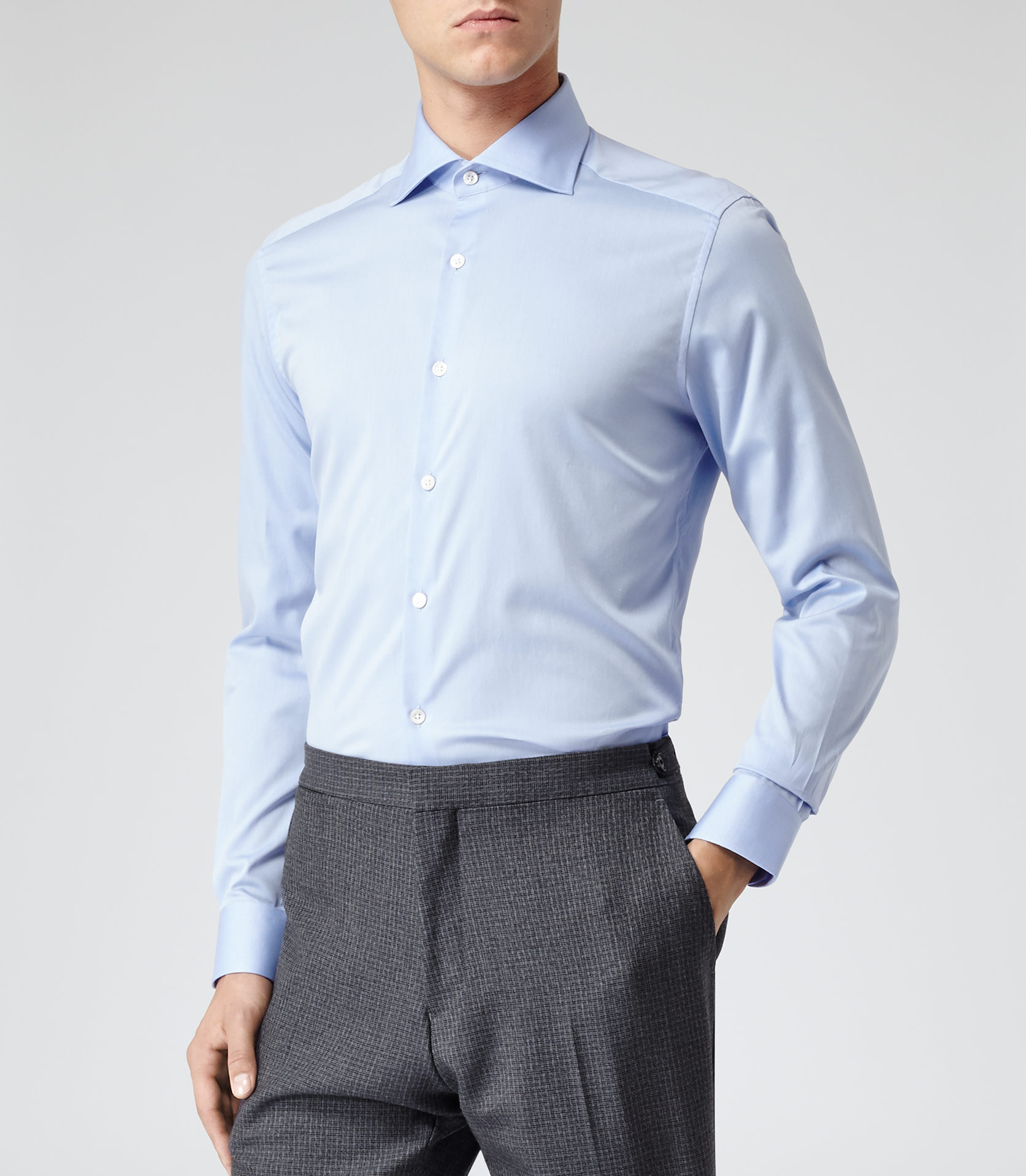 Reiss Angelo Cutaway Collar Shirt in Blue for Men (SKY BLUE) | Lyst