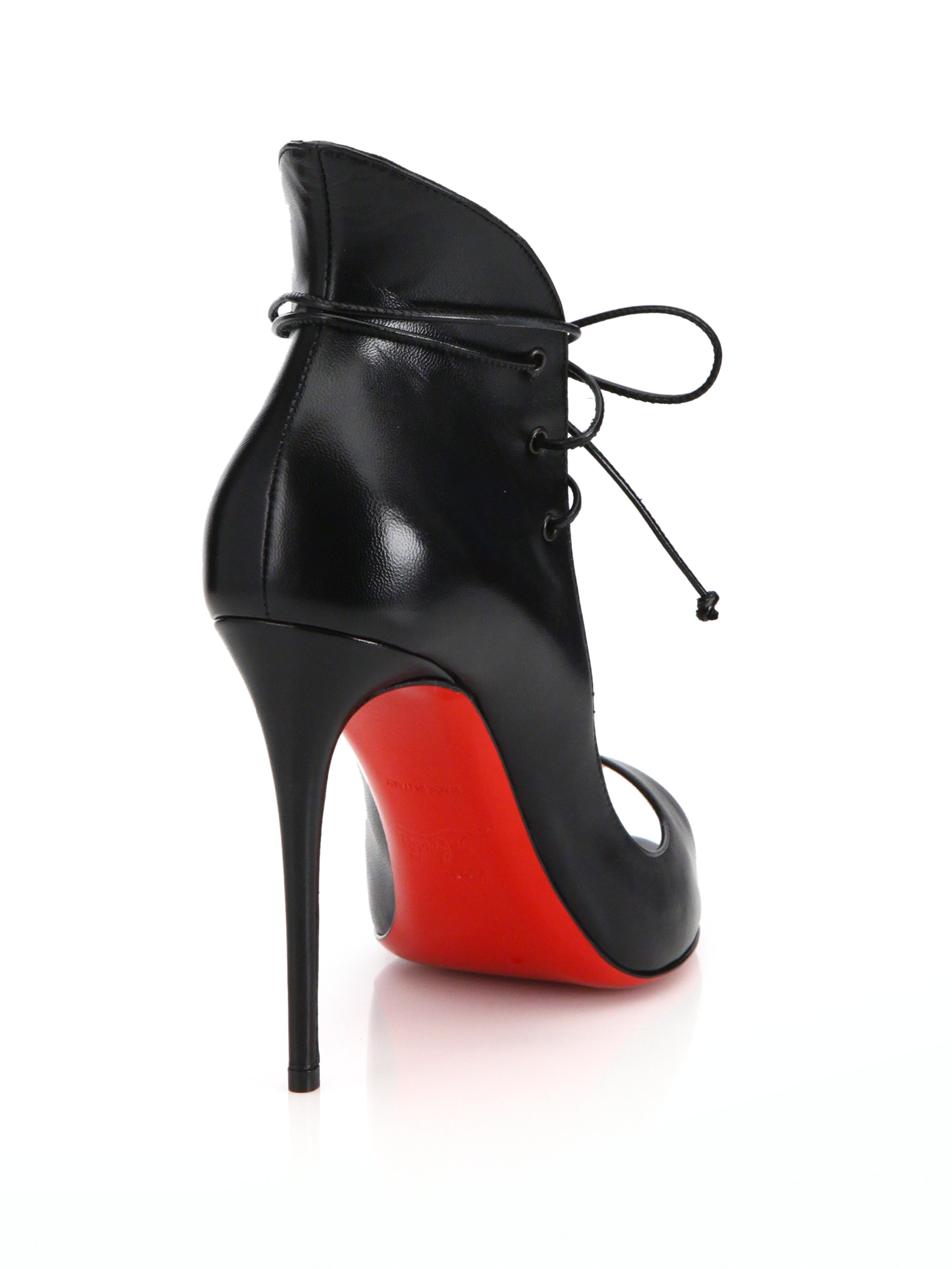 Christian louboutin Megavamp Lace-Up Leather Sandals in Black | Lyst