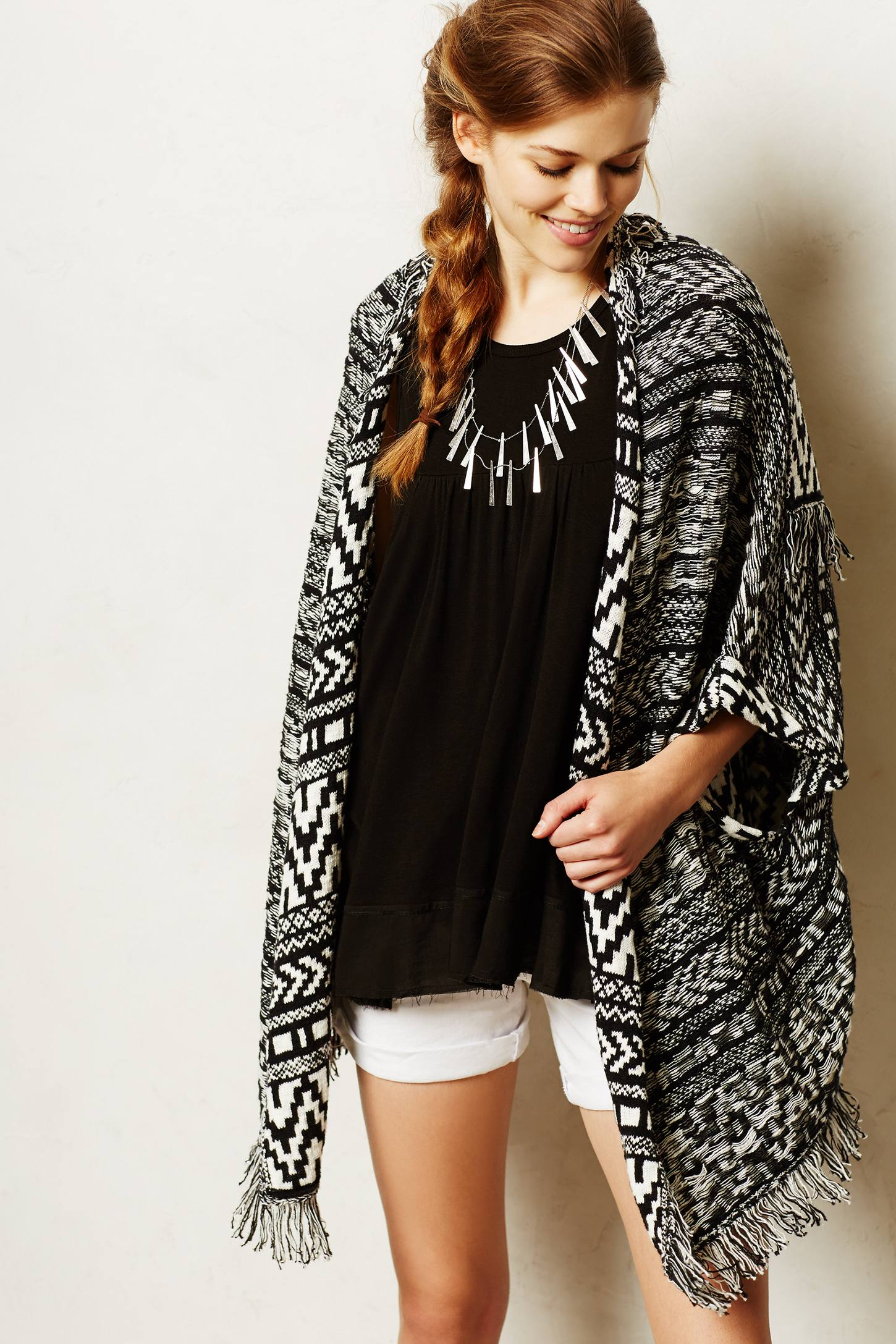 moth fringed jacquard cardigan in black lyst moth fringed jacquard cardigan in black lyst