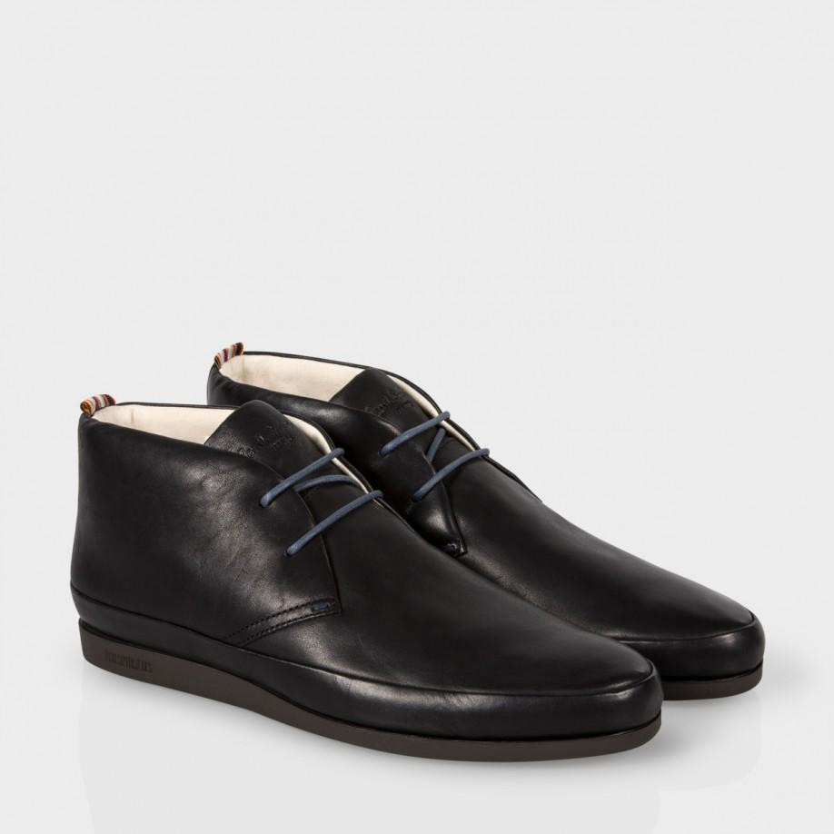 Paul Smith Men's Black Leather 'loomis' Chukka Boots With Charcoal ...