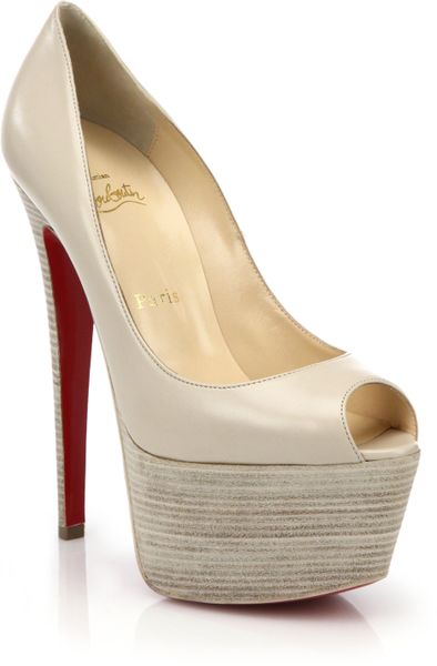 christian louboutin beige peep toe