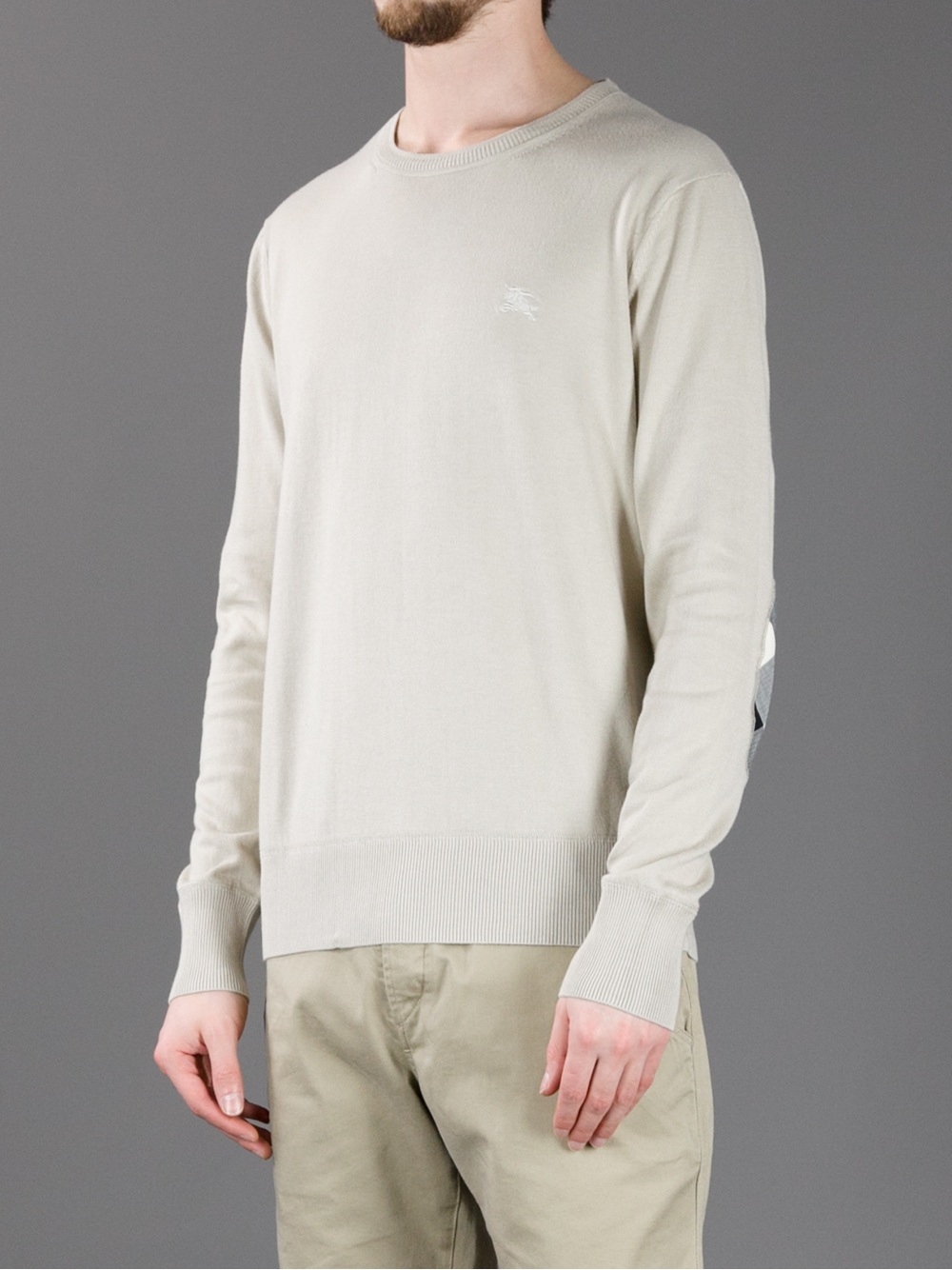 Lyst Burberry Brit Elbow Patch Sweater in Gray for Men