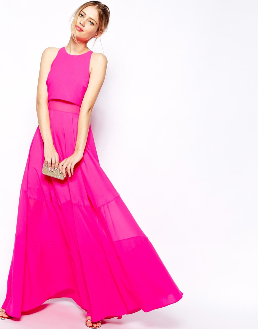 Lyst Asos Full Maxi Dress With Sheer And Solid Panels In