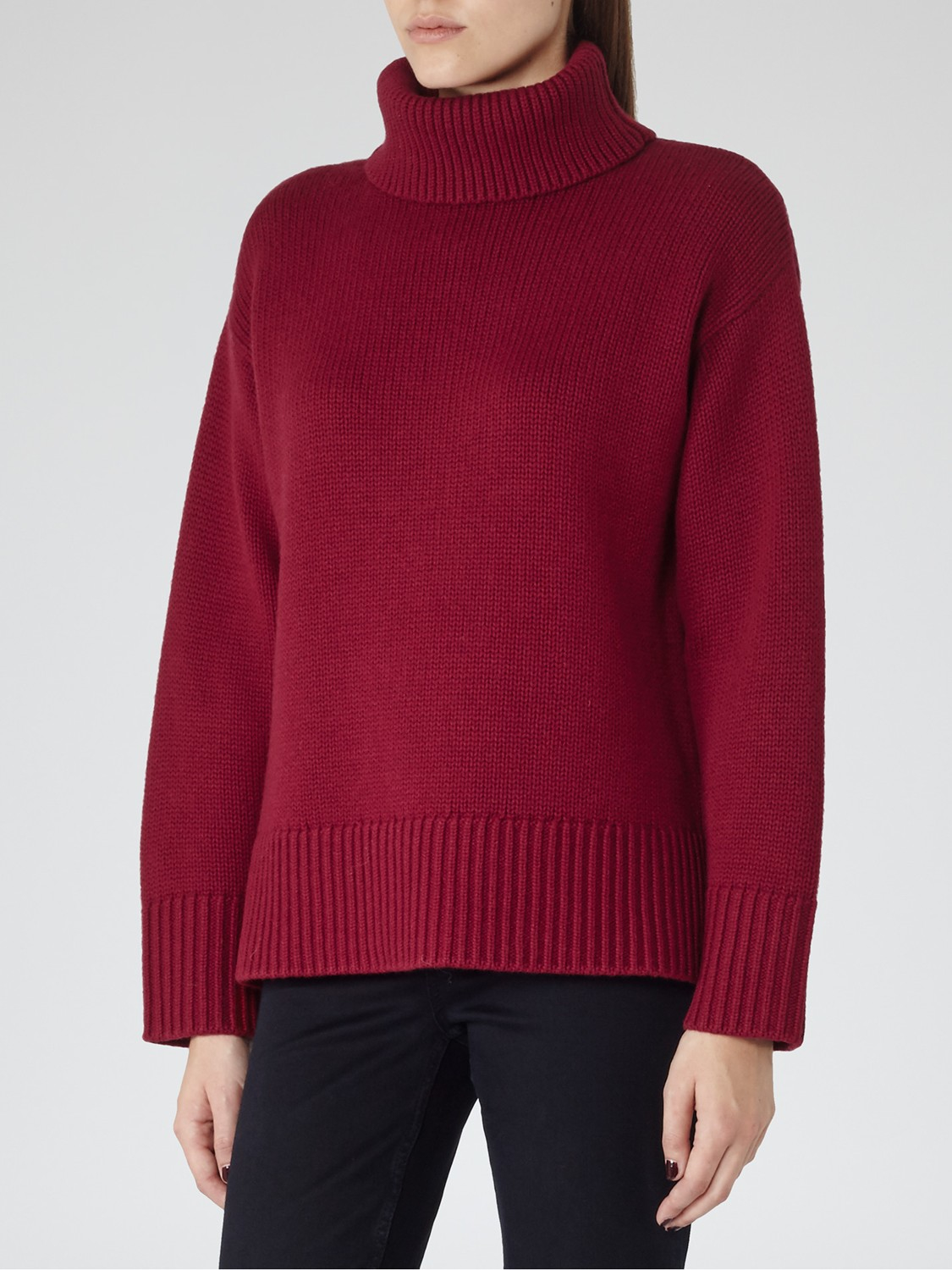 mens red roll neck jumper