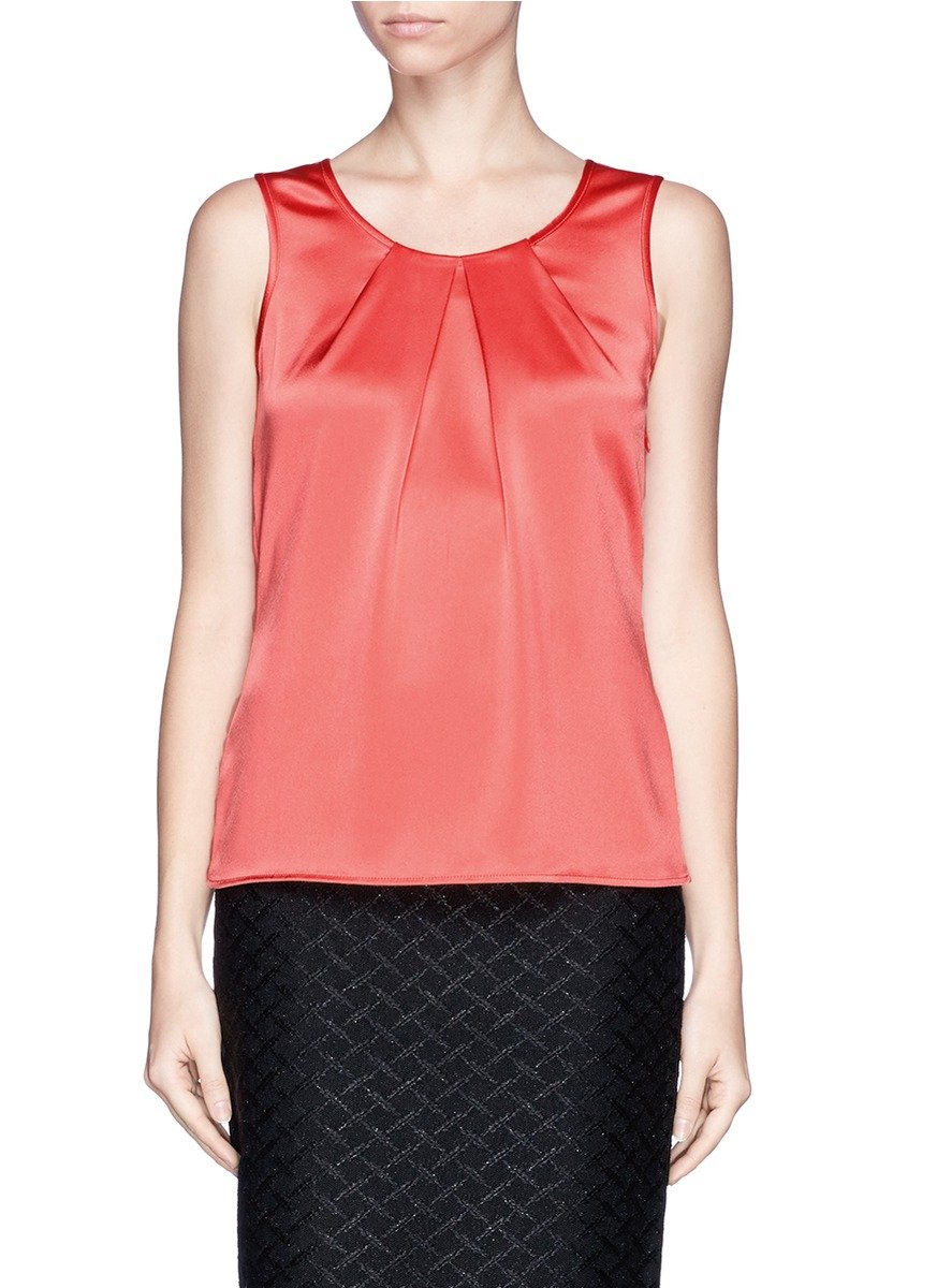 Lyst - St. John Satin Sleeveless Blouse in Pink