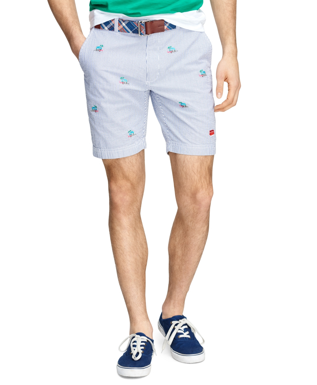 Lyst - Brooks Brothers Embroidered Seersucker Shorts in Blue for Men