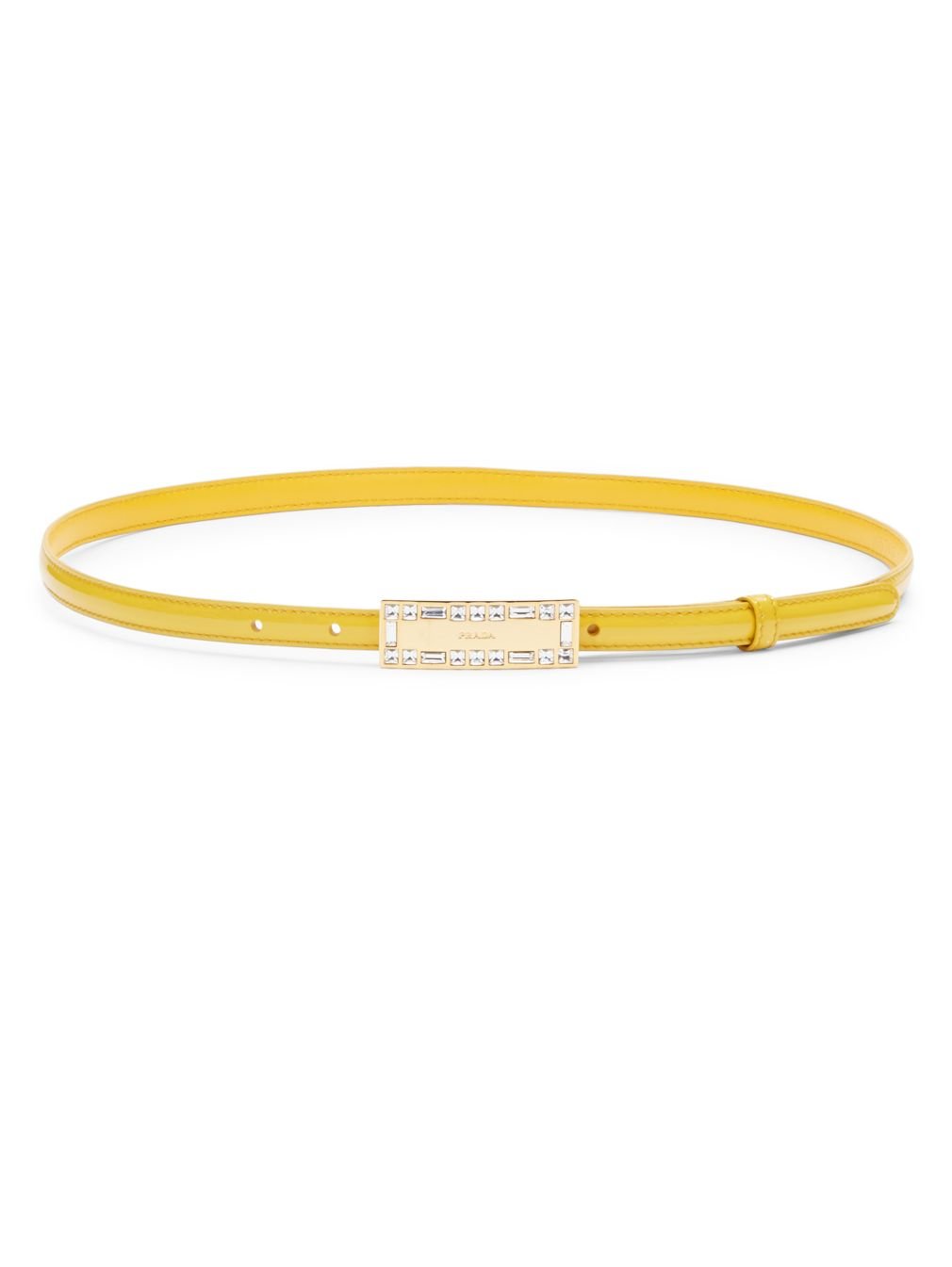 Prada Skinny Patentleather Belt in Yellow | Lyst  