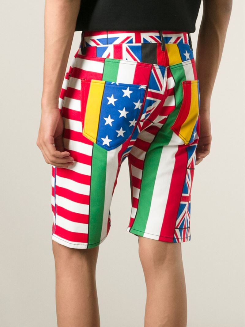 Lyst - Moschino Flag Print Shorts in White for Men