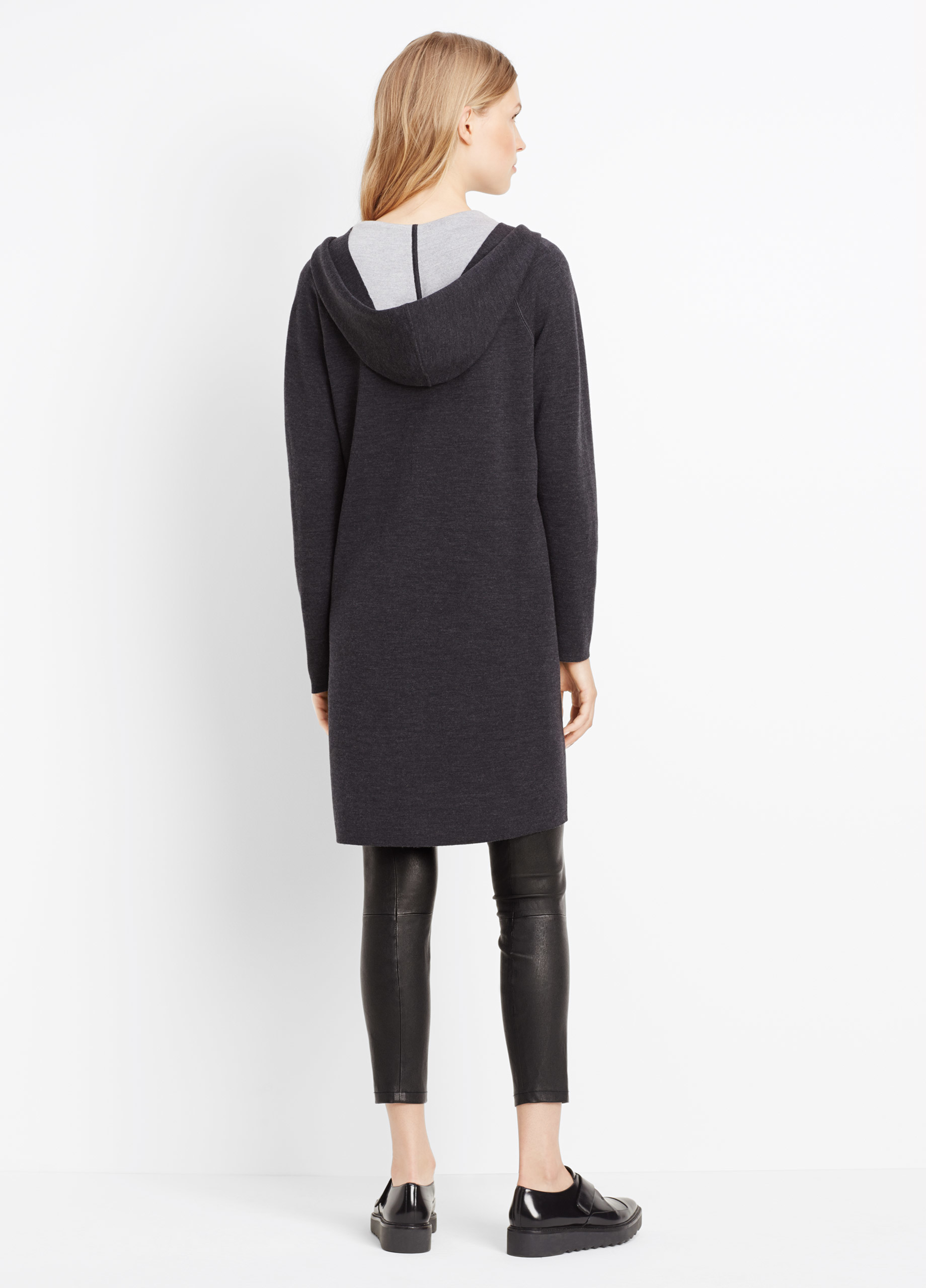 Lyst Vince Double Faced Hooded Sweater Coat in Black