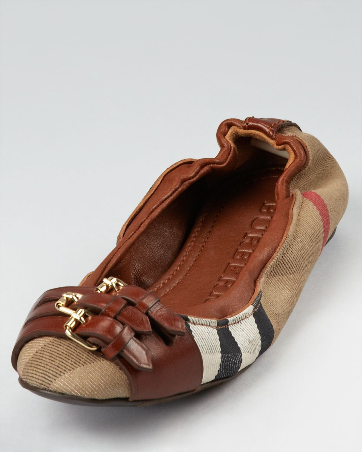Lyst Burberry Ballerina Flats Bridle Housecheck Falcony