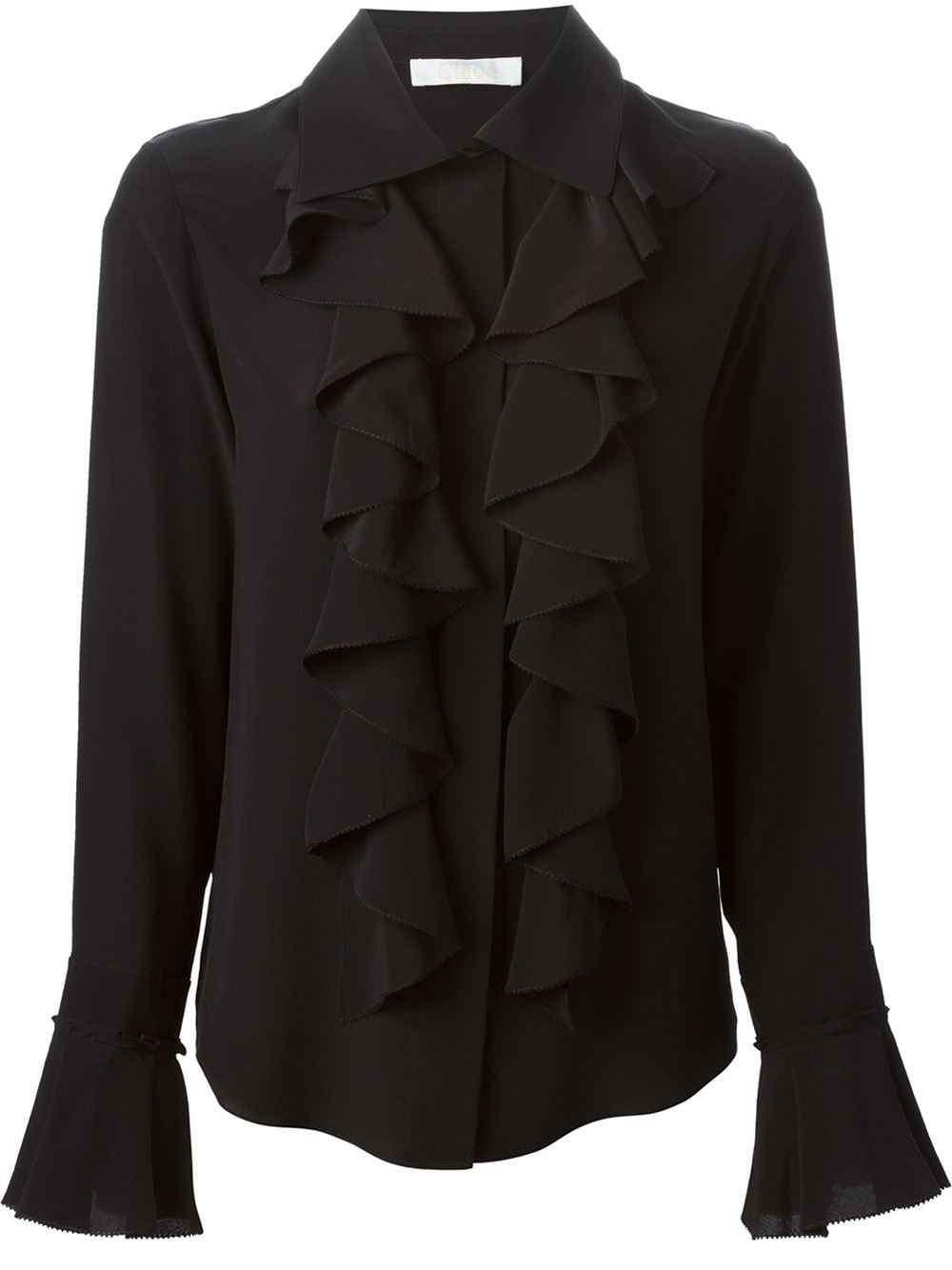 Chloé Ruffle Shirt in Black - Lyst