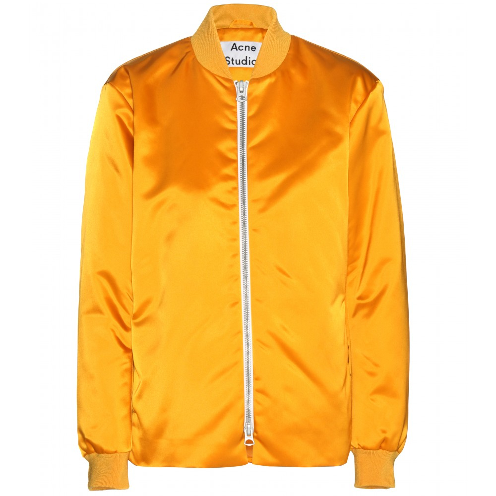 orange leather bomber jacket