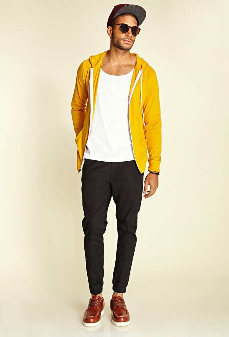 mens yellow zip up hoodie