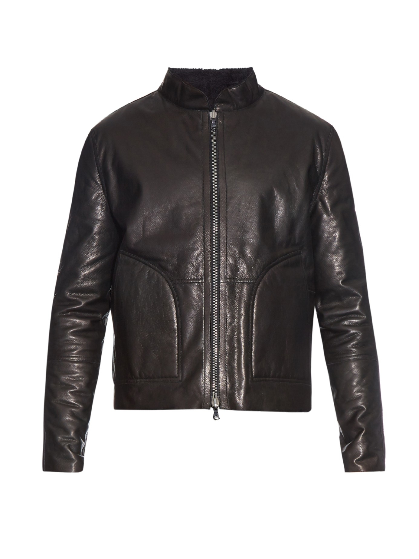 Baja East Terry Leather And Fleece Reversible Jacket In Black For Gallery
