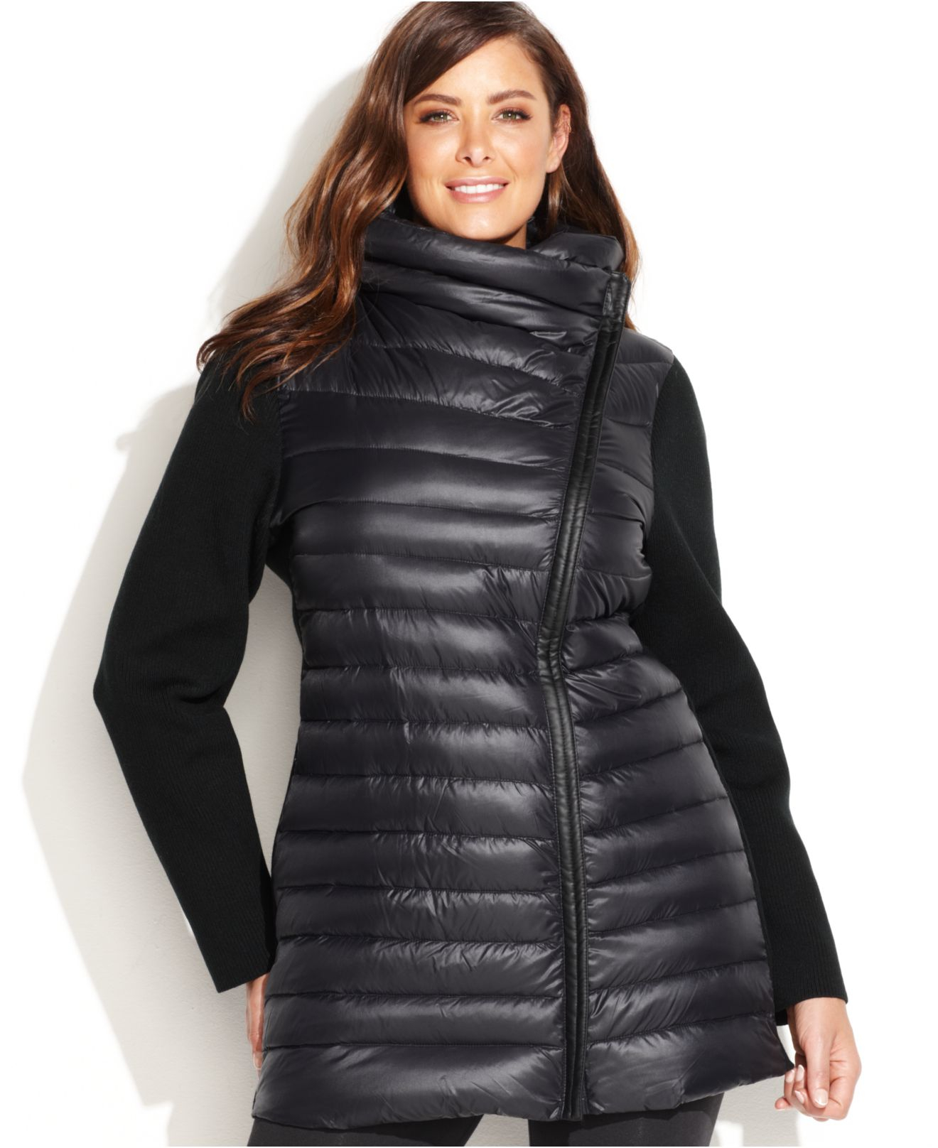 calvin klein plus size hooded puffer coat