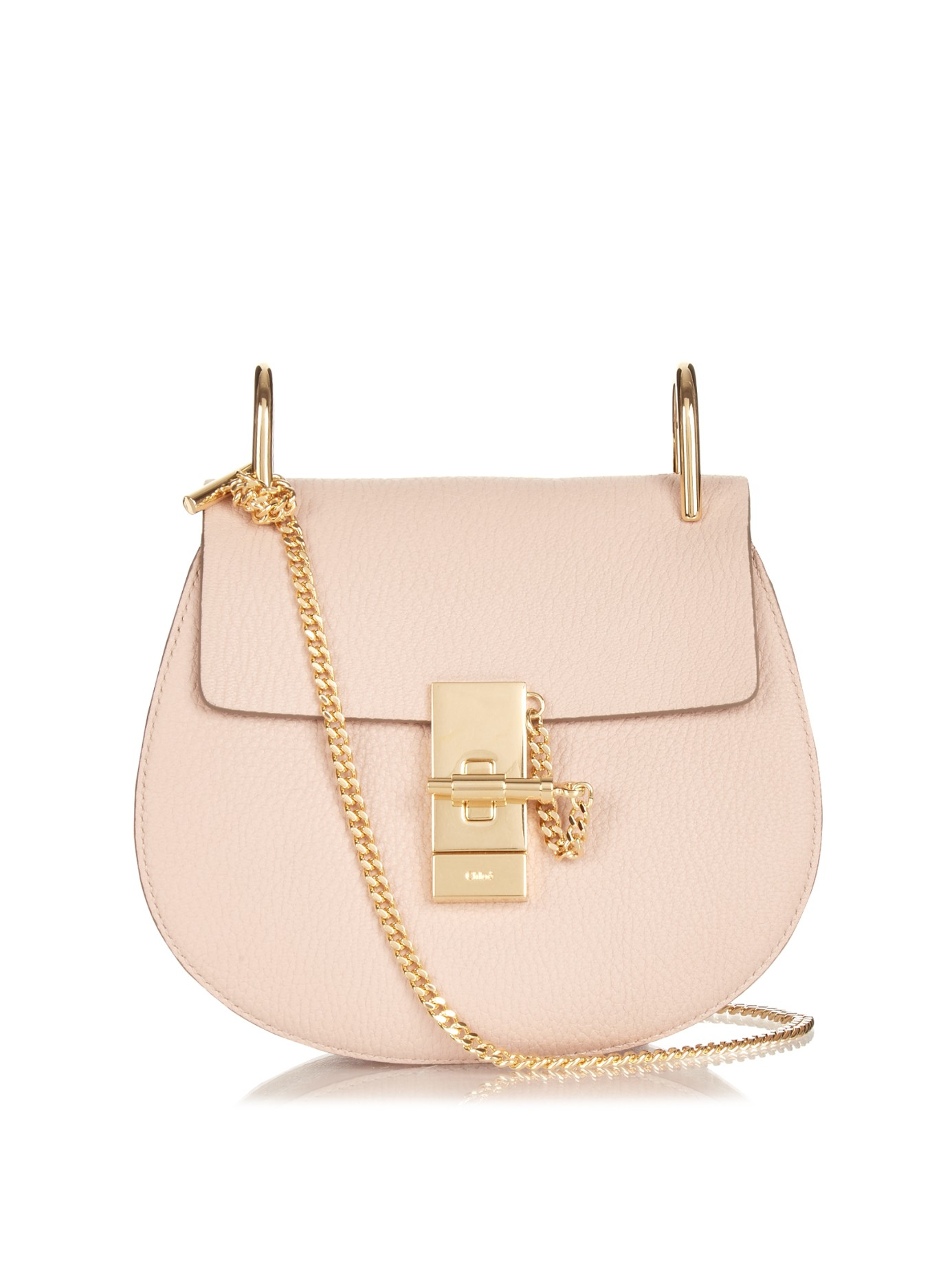 Chlo Drew Mini Leather Cross-Body Bag in Pink (LIGHT PINK) | Lyst