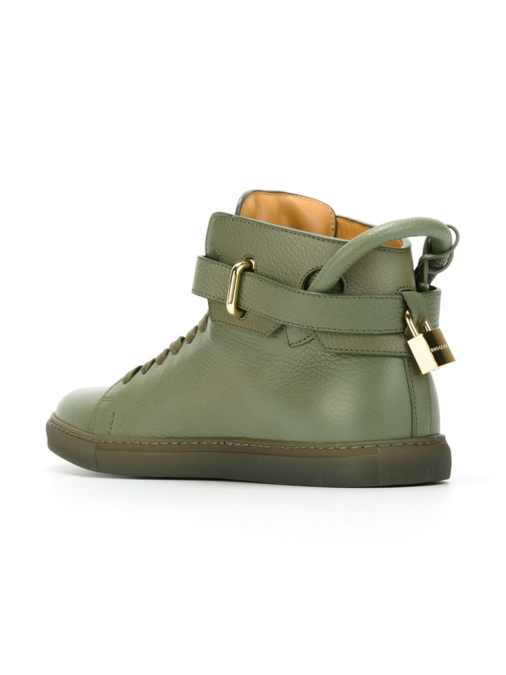 Buscemi PadlockDetail Leather Sneakers in Green for Men