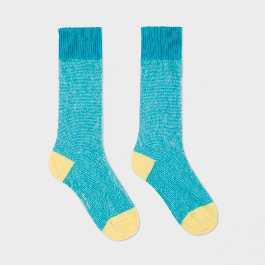 Lyst - Paul Smith Women's Sky Blue Striped Fluffy Mohair-cashmere Socks ...