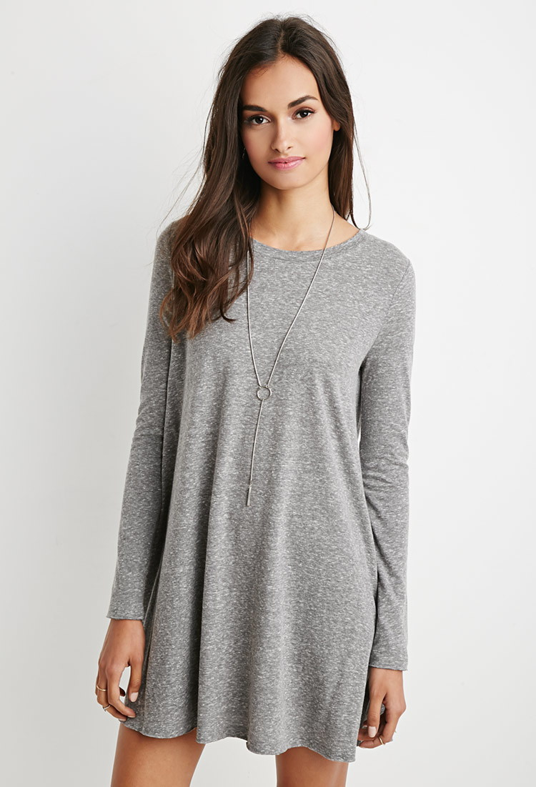Forever 21 Boxy Heathered T-shirt Dress in Gray (HEATHER GREY) | Lyst