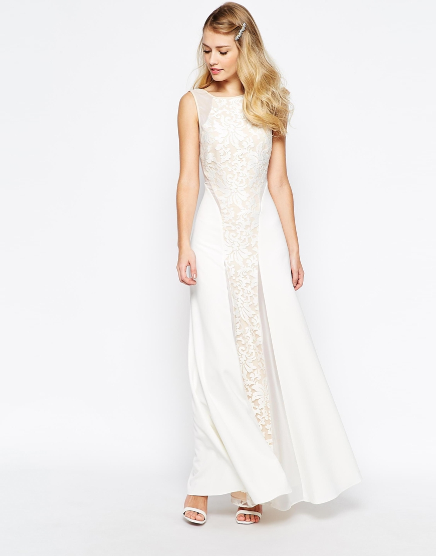 Lyst Jarlo Beatrix Lace Panel Maxi Dress With Low Back in Natural