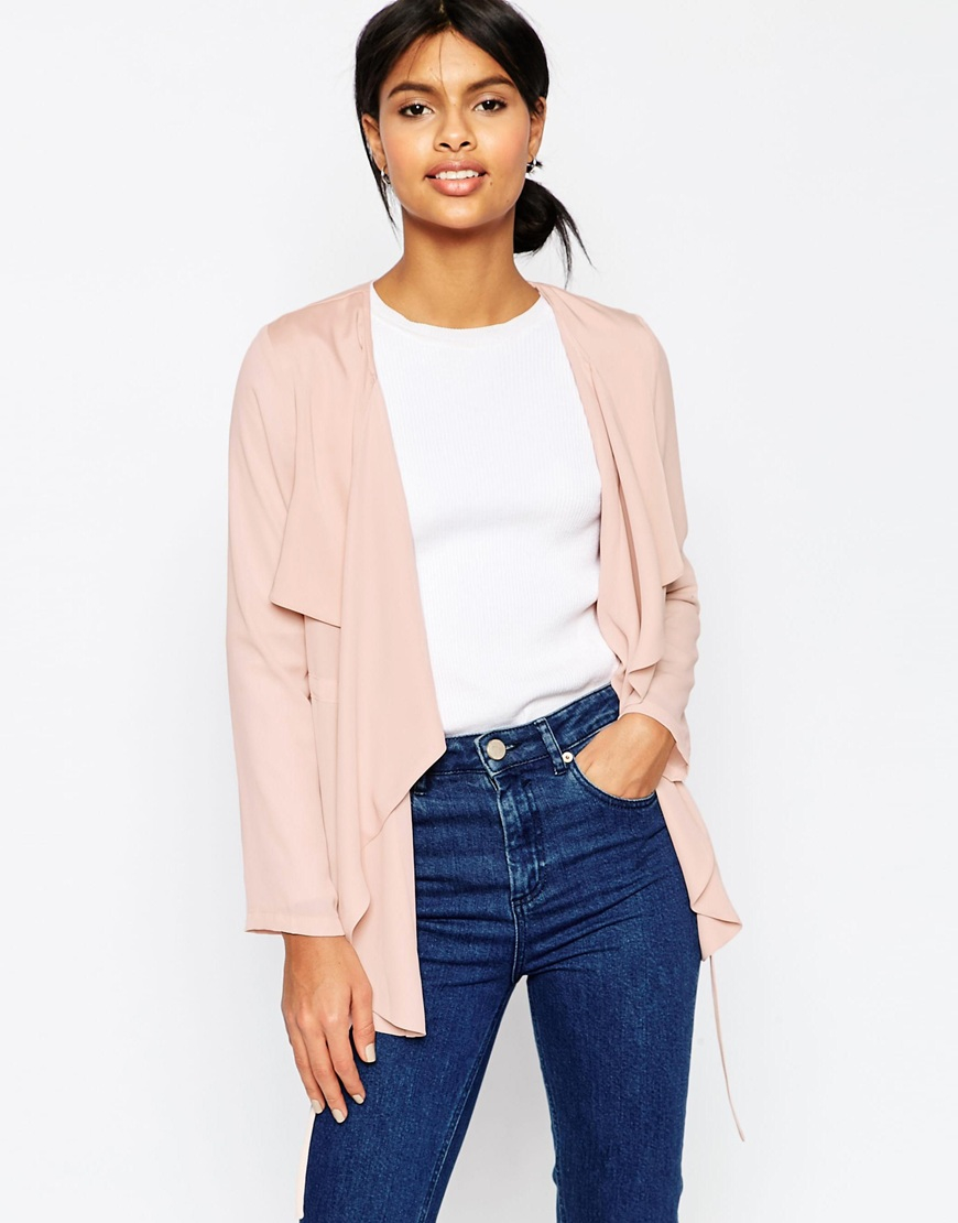Asos Relaxed Waterfall Jacket in Pink | Lyst