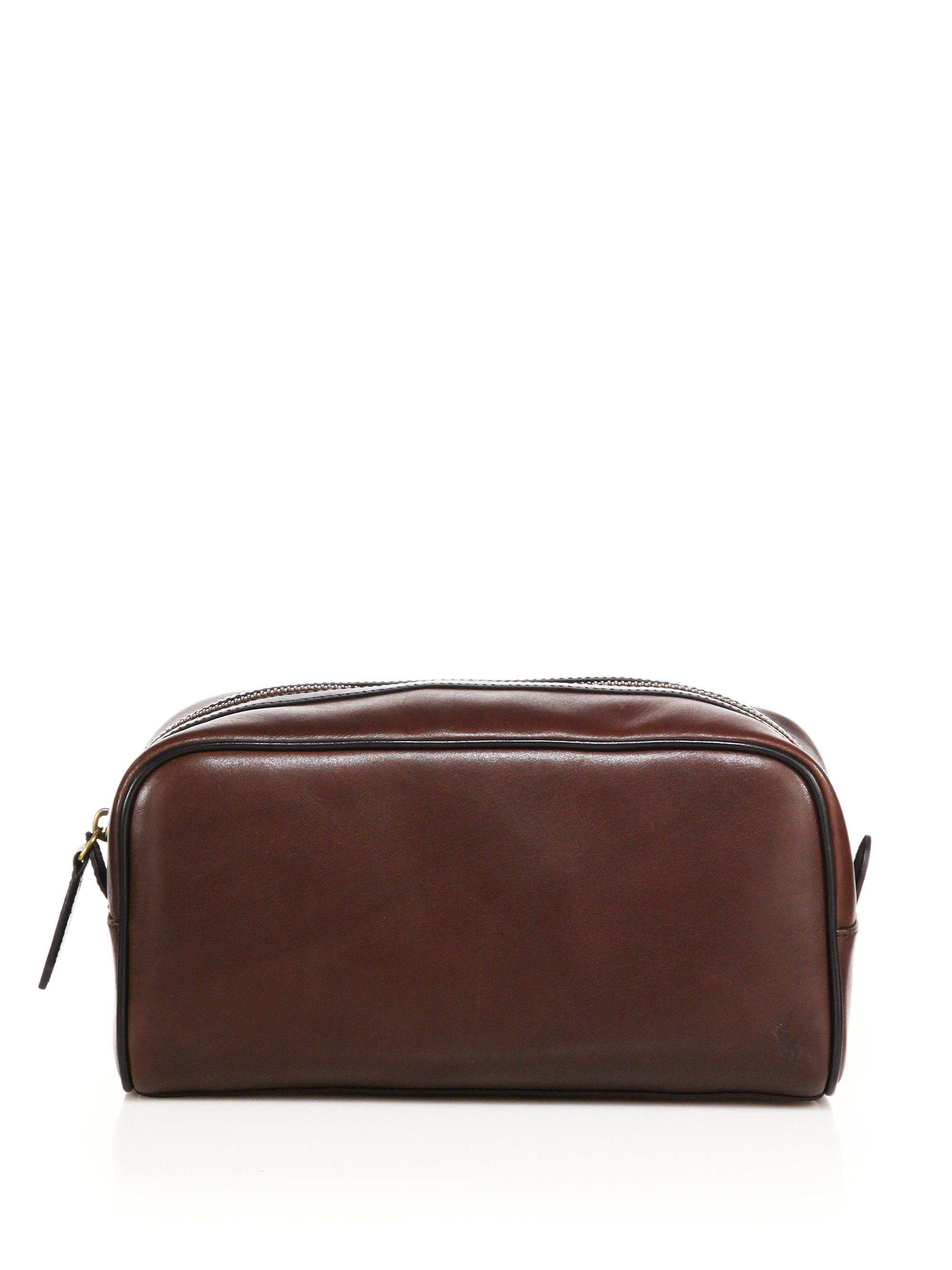 Polo ralph lauren Leather Toiletry Case in Brown for Men (dark brown ...