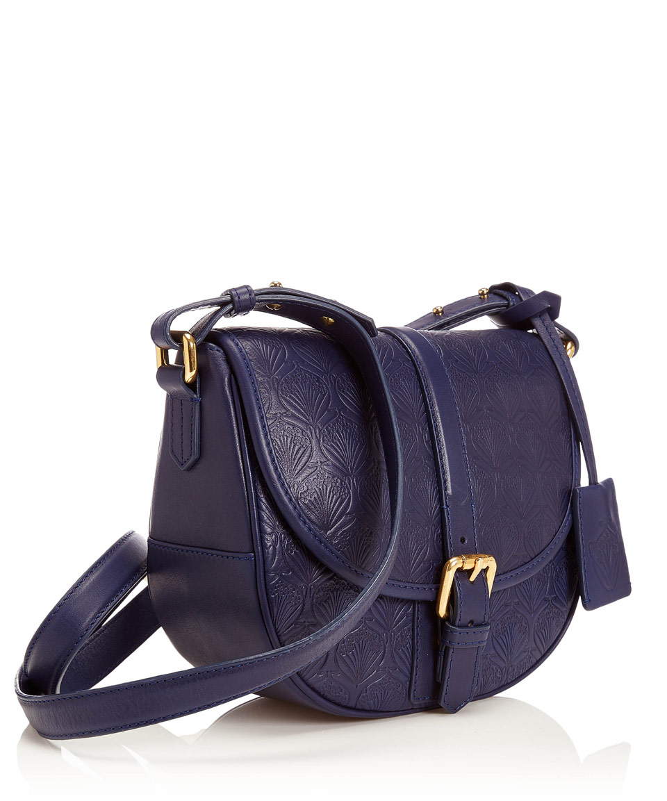 Liberty Navy Iphis Leather Carnaby Crossbody Bag in Blue | Lyst