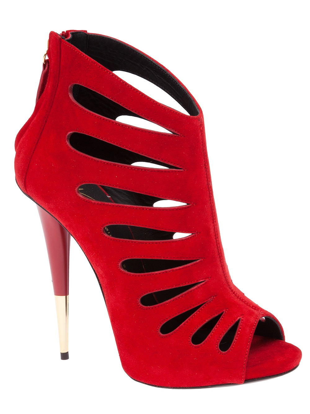 Lyst - Giuseppe Zanotti Cutout Ankle Boot in Red
