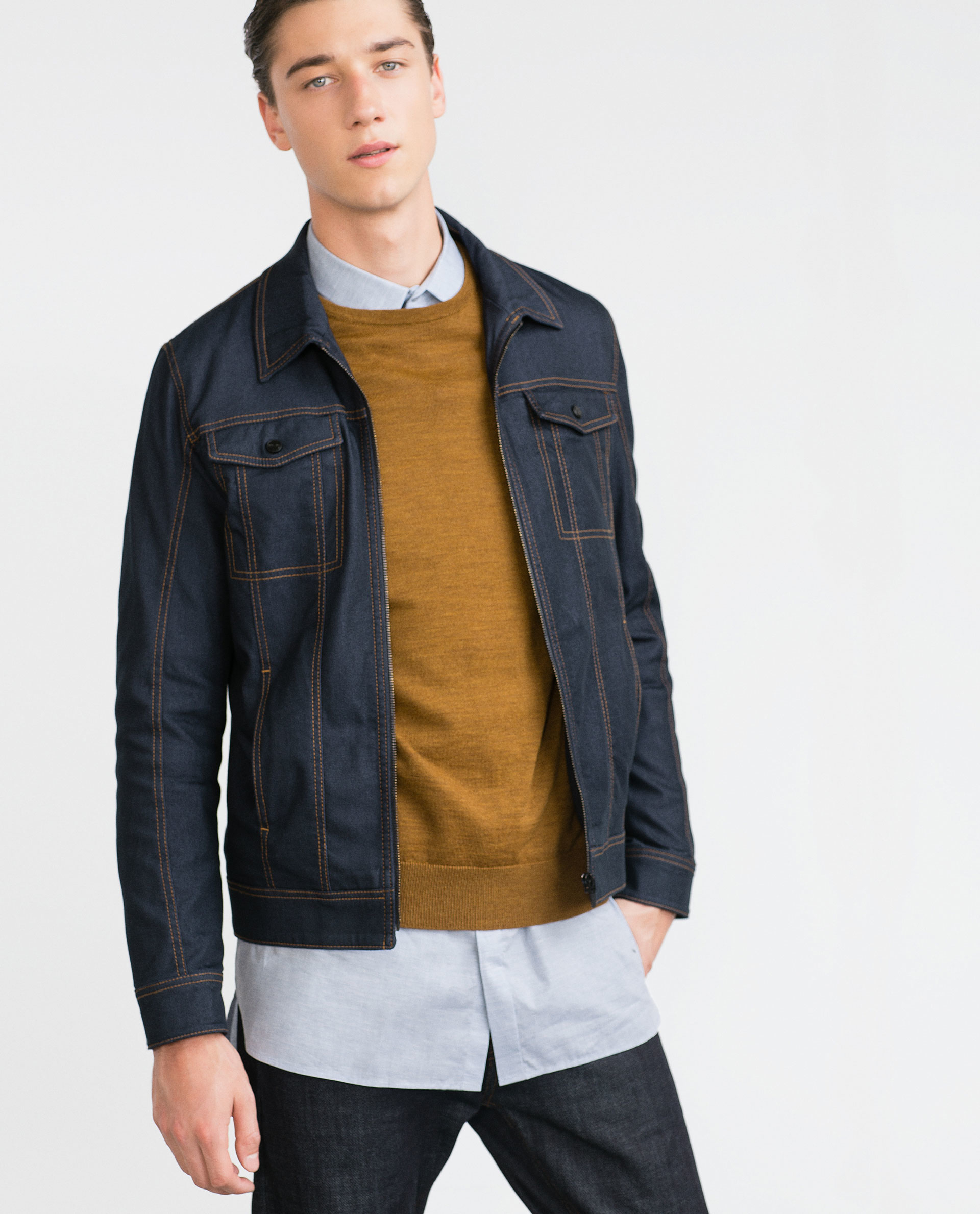 Zara Denim Jacket in Blue for Men | Lyst