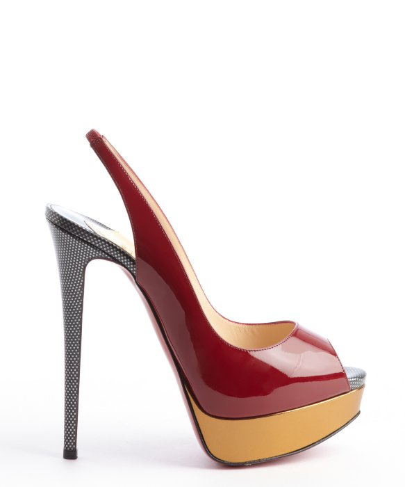 Lyst - Christian Louboutin Rouge Patent Leather Lady Peep Sling 150 ...