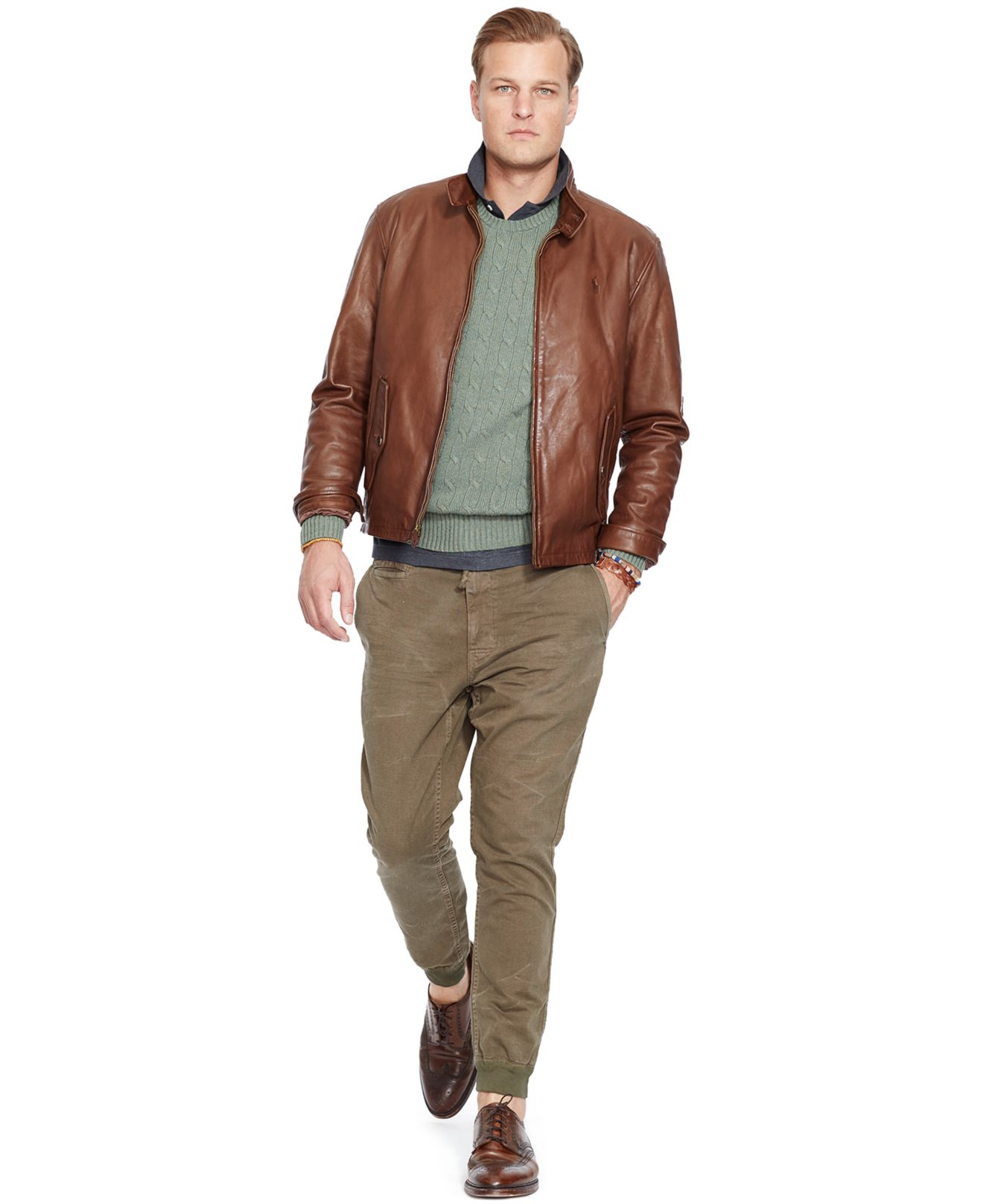 Polo Ralph Lauren Big And Tall Leather Barracuda Jacket In Brown For Gallery