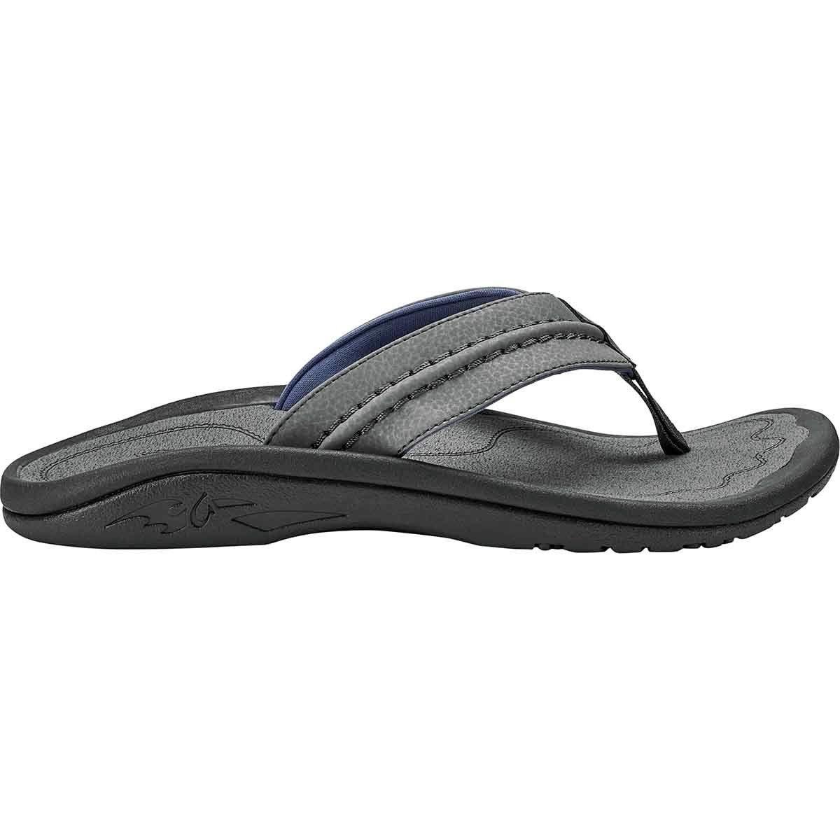 Olukai Leather Hokua Flip Flop in Charcoal/Charcoal (Gray) for Men - Lyst