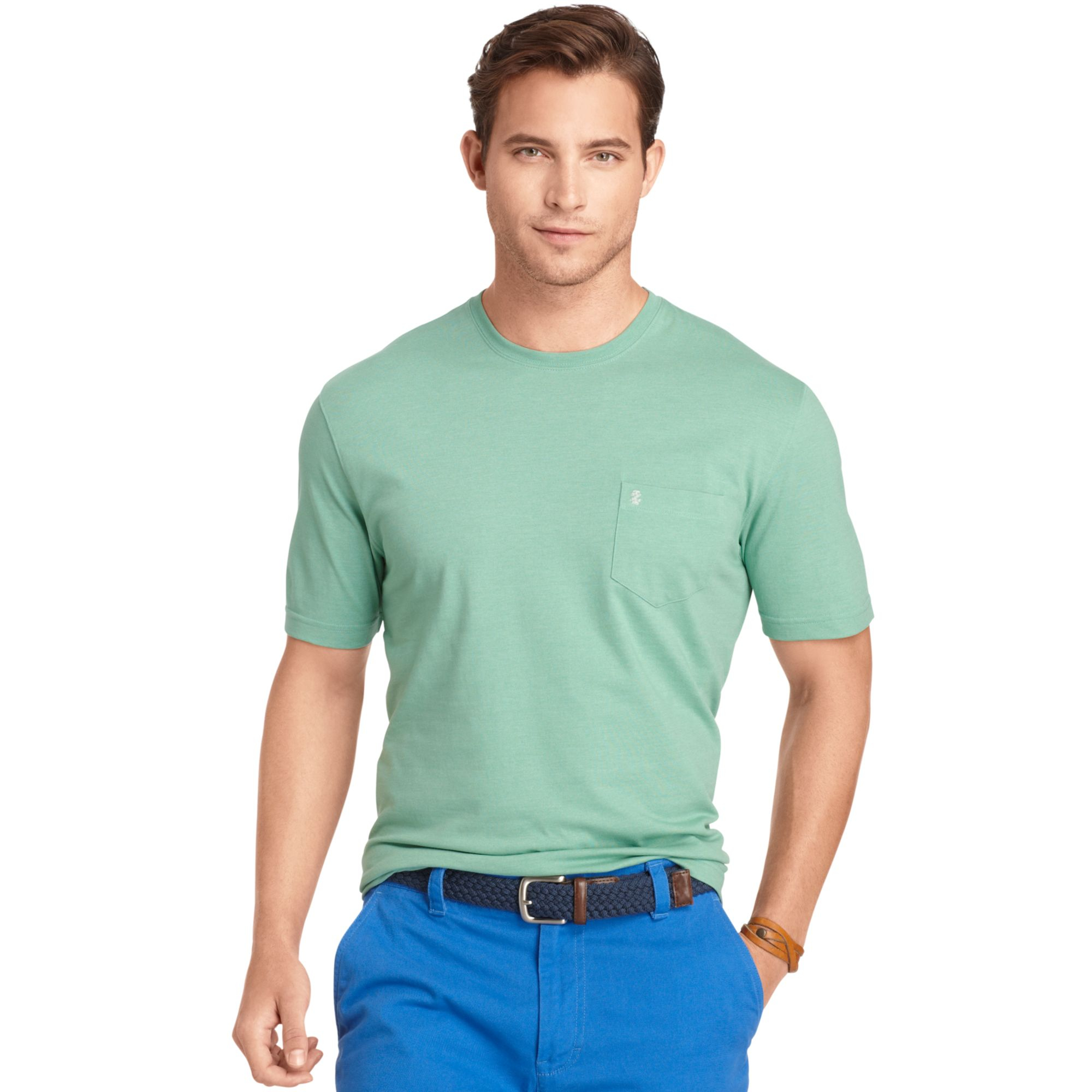 Izod Shirt Solid Crew Neck Tshirt in Green for Men (Malachite Green) | Lyst