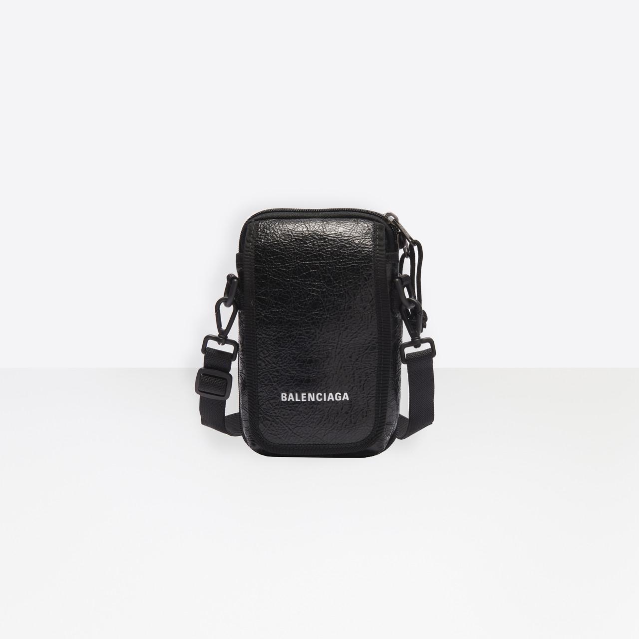 Balenciaga Leather Explorer Crossbody Pouch Bag in Black for Men - Lyst