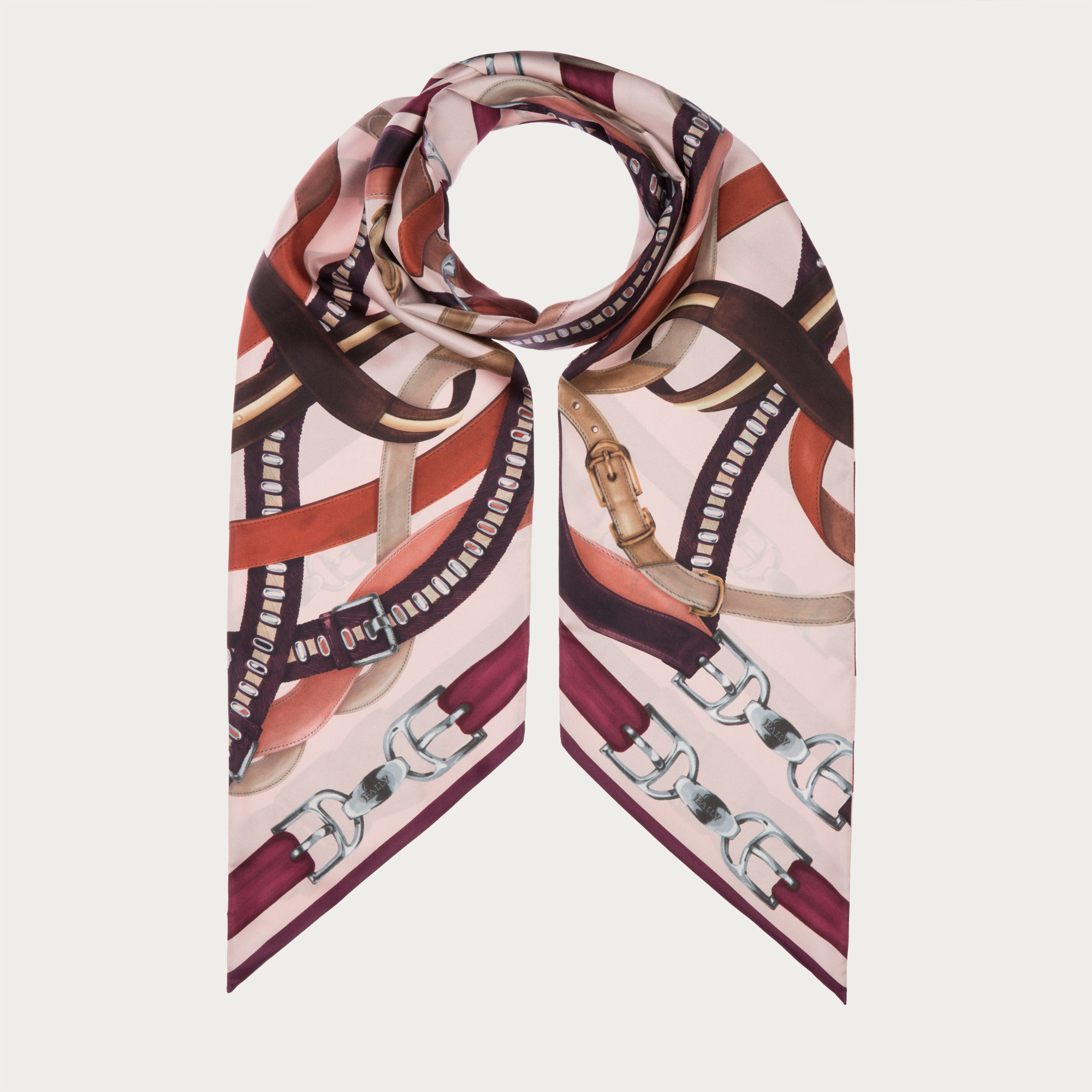 Lyst - Bally Belt Print Bandeau Women ́s Silk Scarf In Multi Dusty Pink