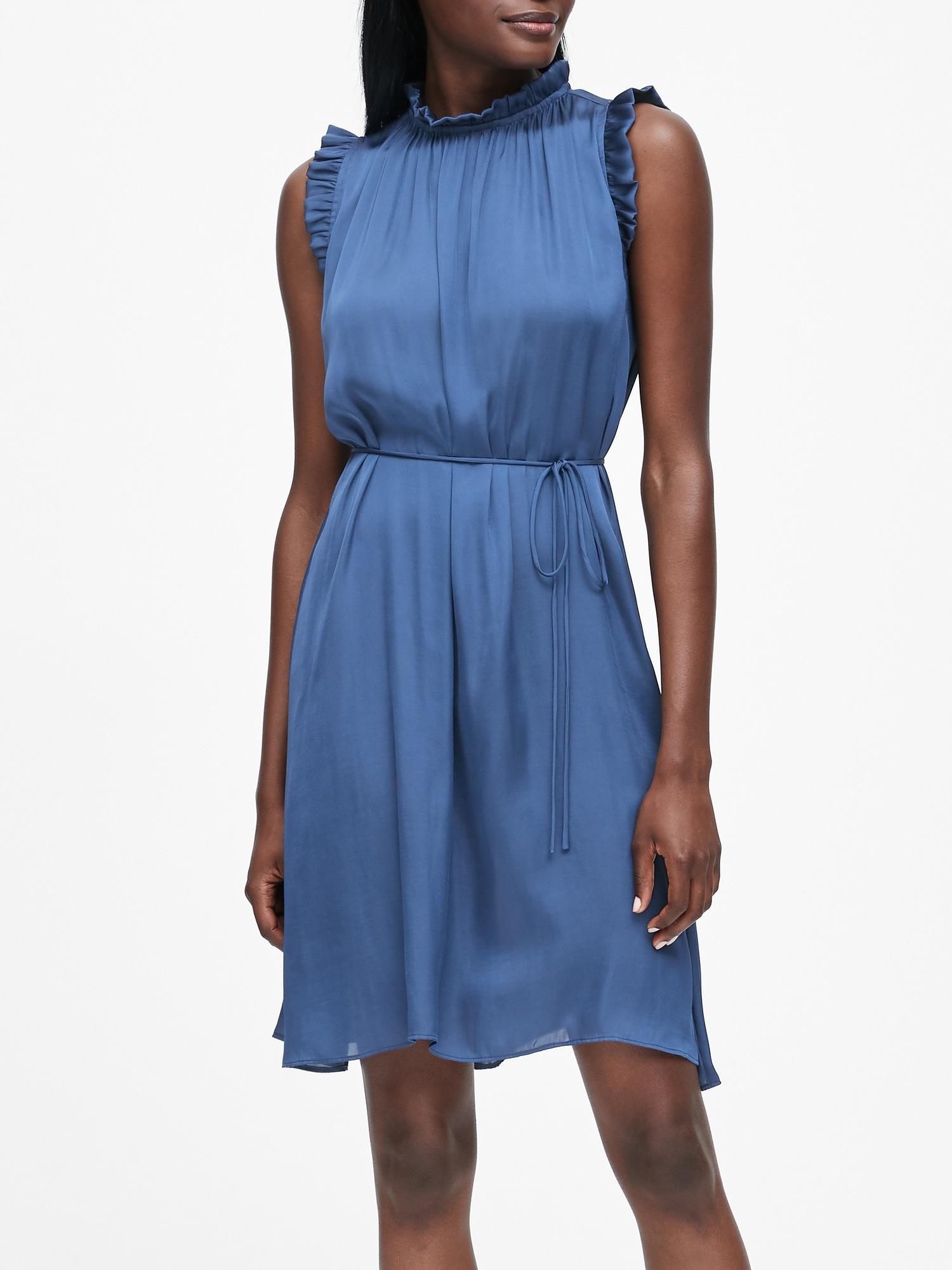 linen ruffle dress banana republic
