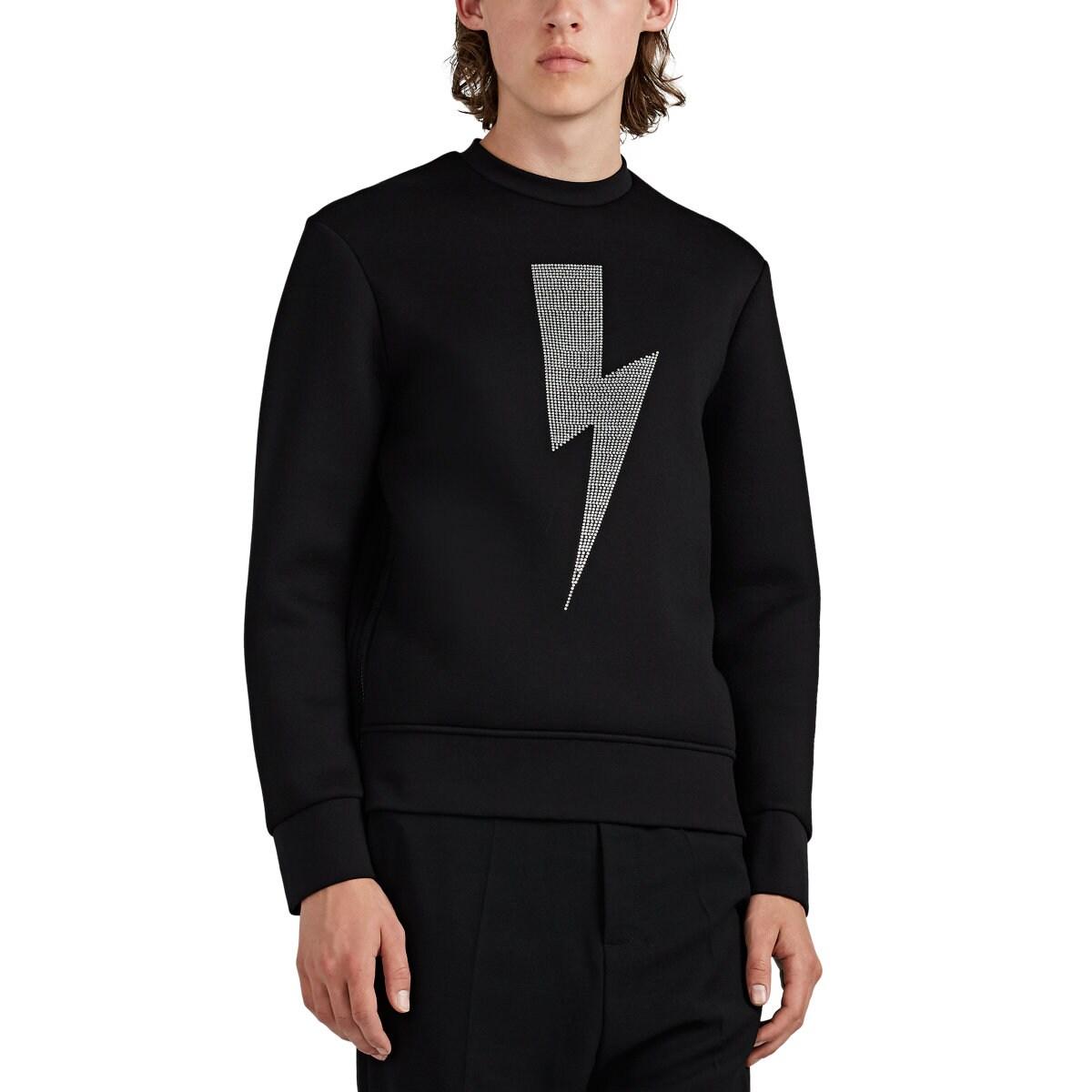Neil Barrett Crystal-bolt Neoprene Sweatshirt in Black for Men - Lyst