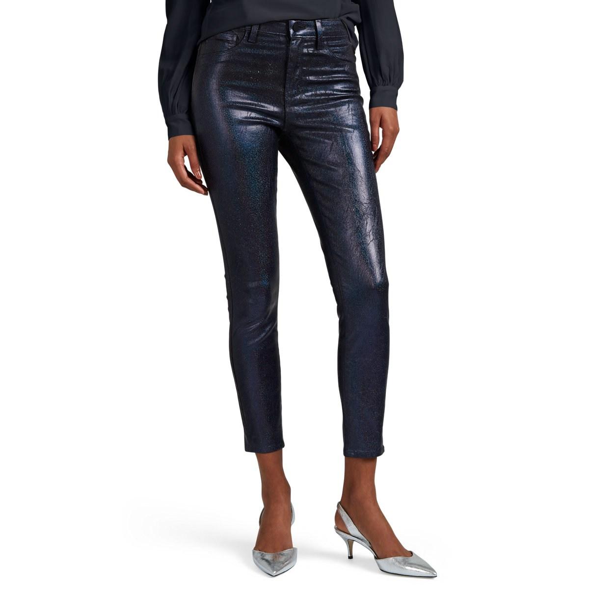 high rise coated skinny jeans