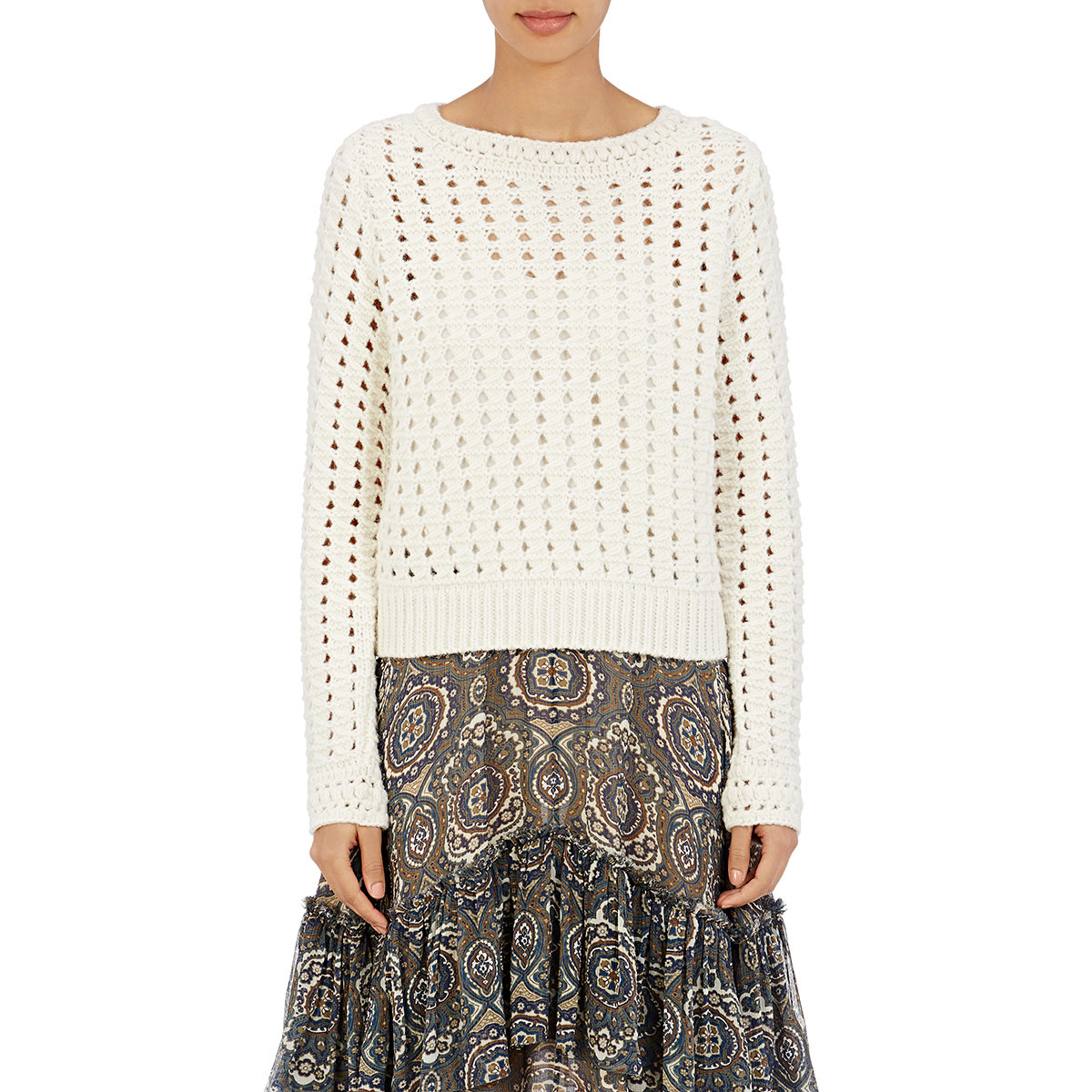 Lyst Chloé Crochet Sweater in White