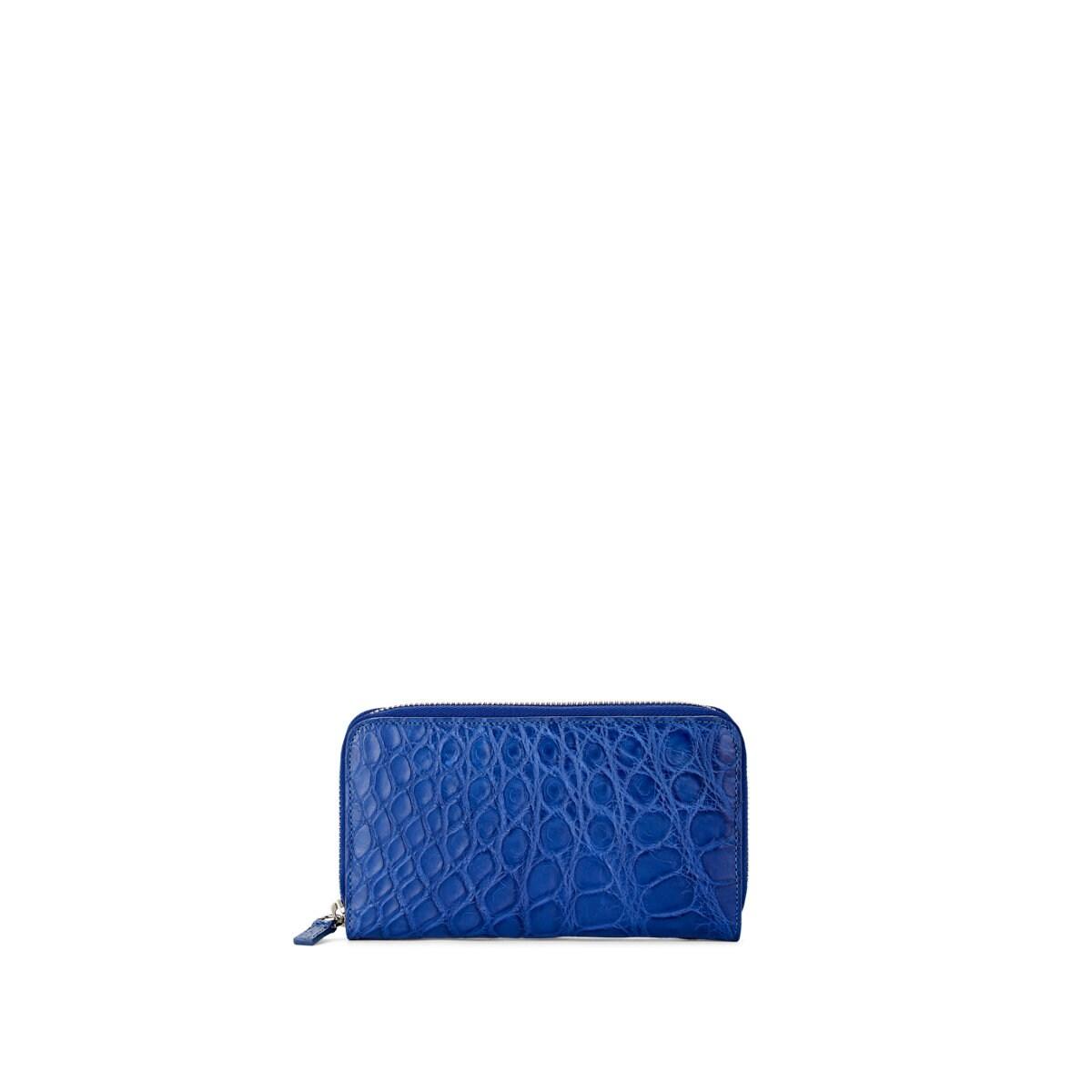 Barneys New York Leather Alligator Zip-around Wallet in Blue for Men - Lyst