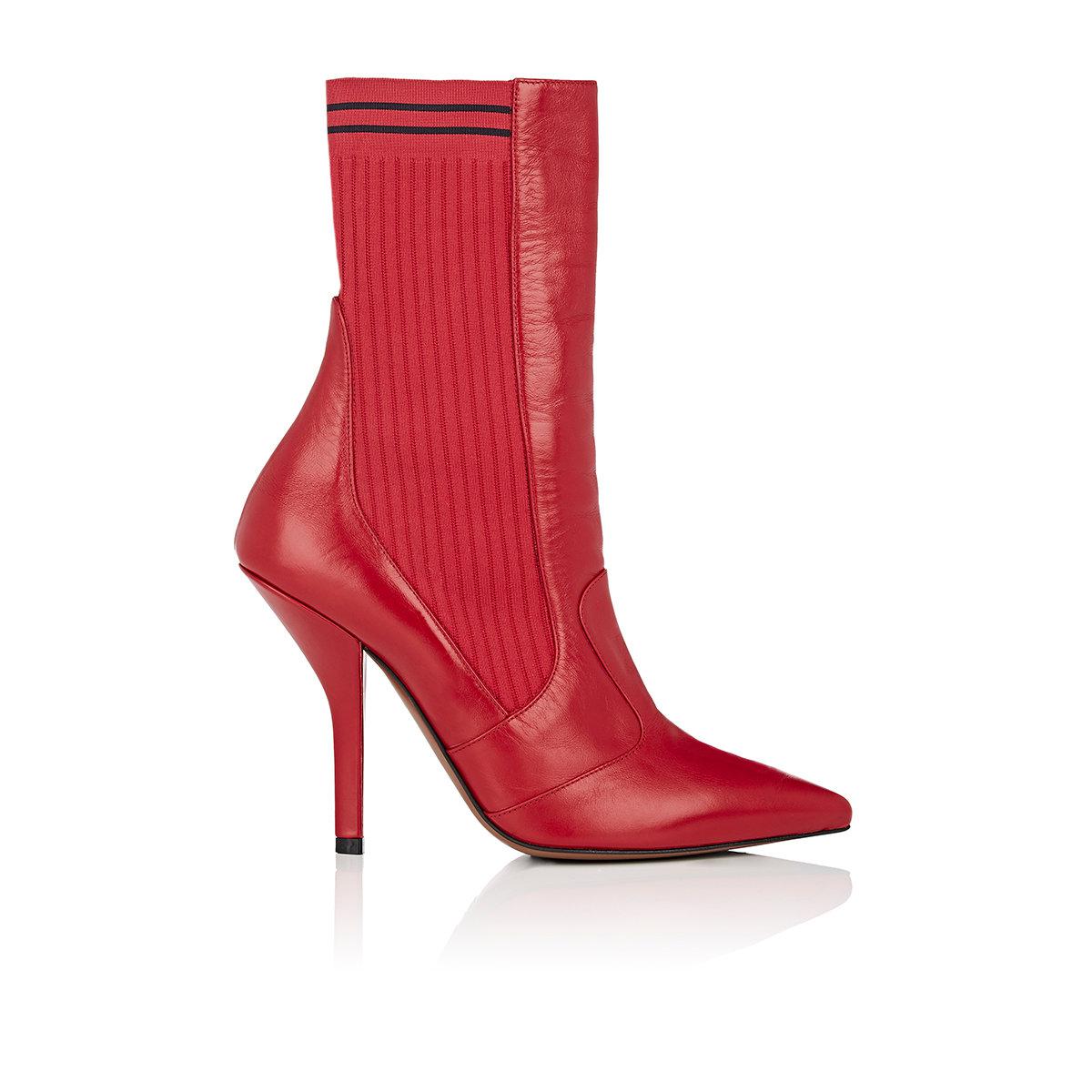 Lyst - Fendi Rockoko Leather Ankle Boots in Red