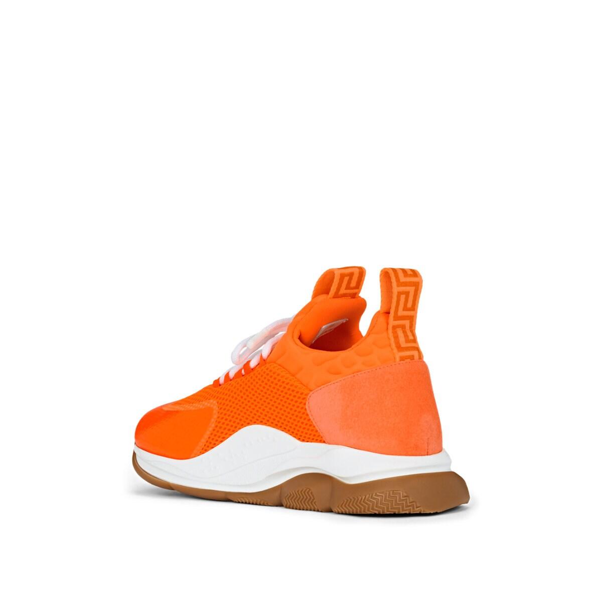 Versace Suede Chain Reaction Sneakers in Orange - Lyst