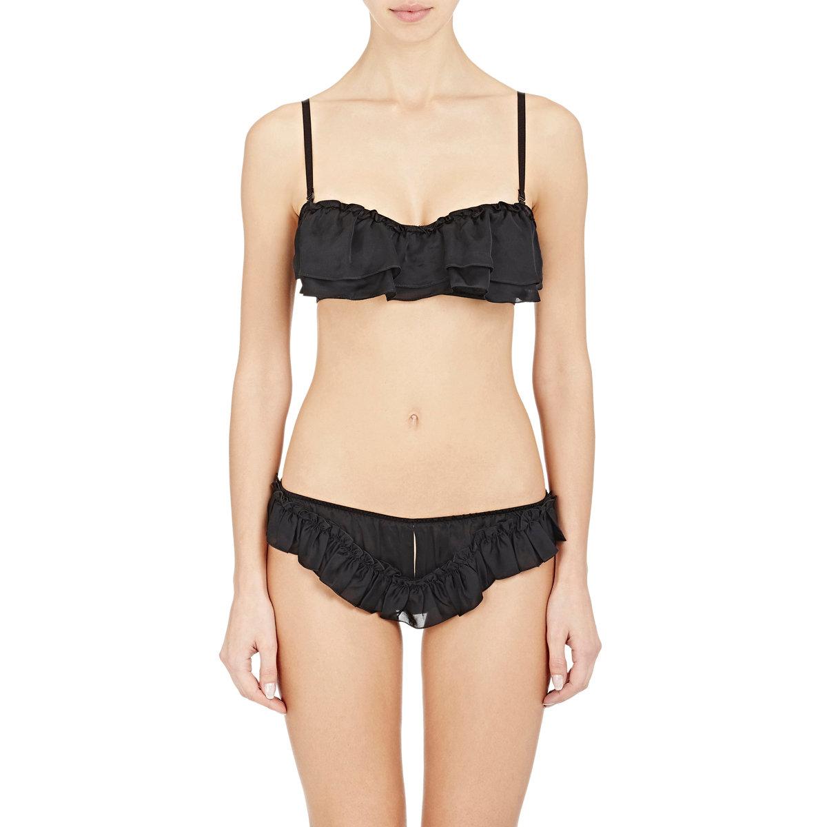 Kiki De Montparnasse Satin Ruffle Bra In Black Lyst 