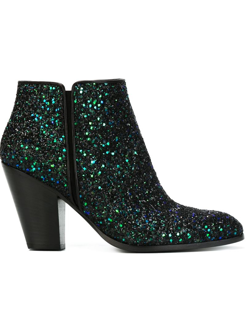 Lyst - Giuseppe zanotti Glitter Ankle Boots in Black