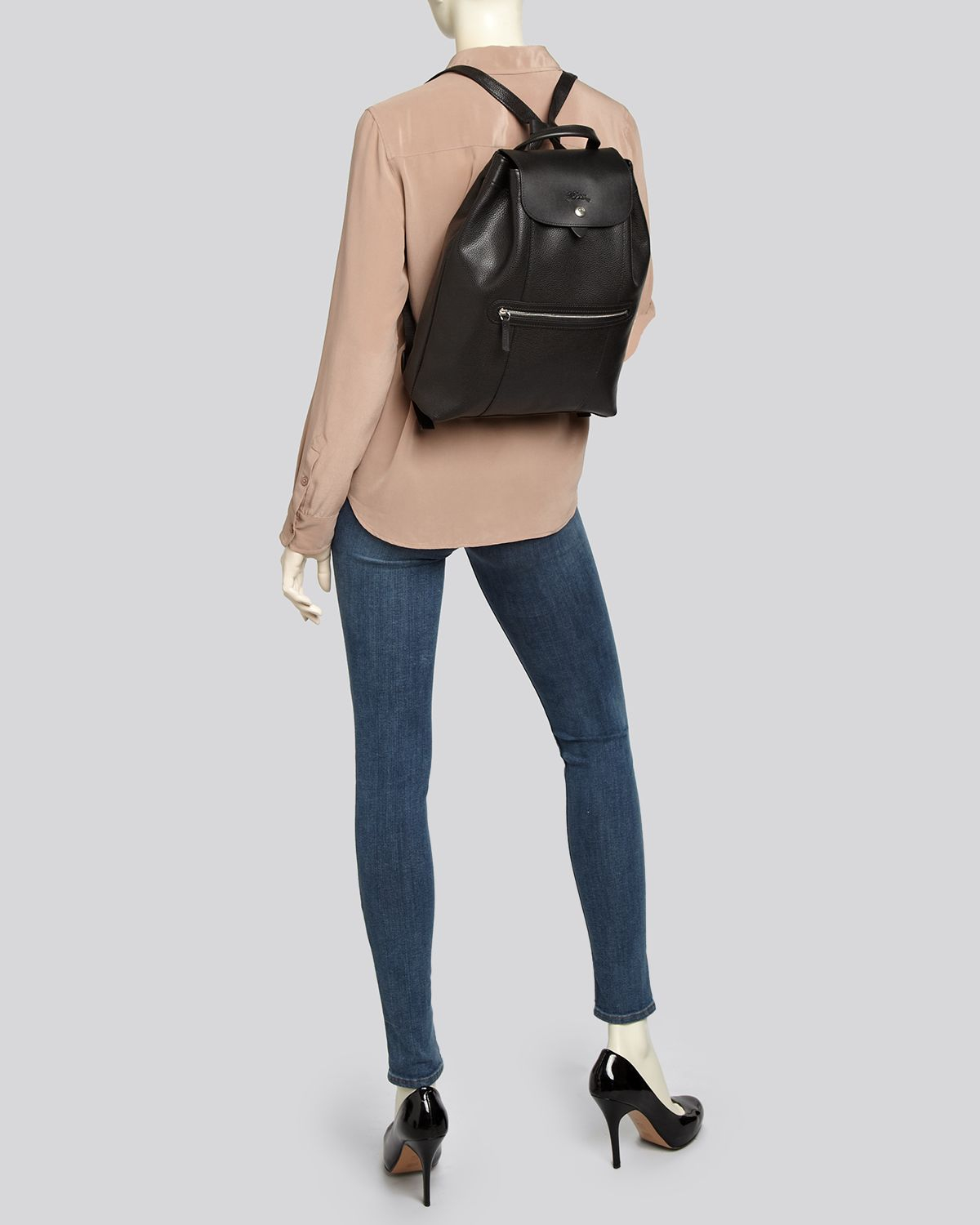 Longchamp Backpack - Veau Foulonne in Black | Lyst