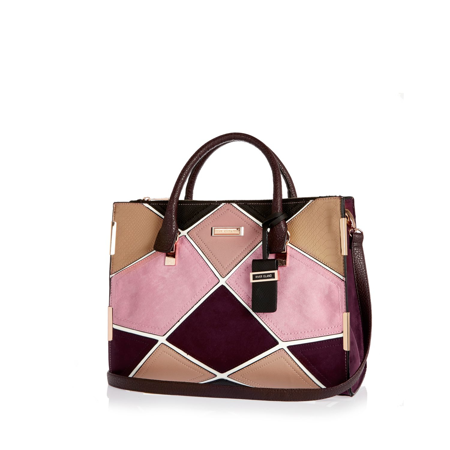 River Island Beige Patchwork Tote Handbag In Natural Lyst Gallery