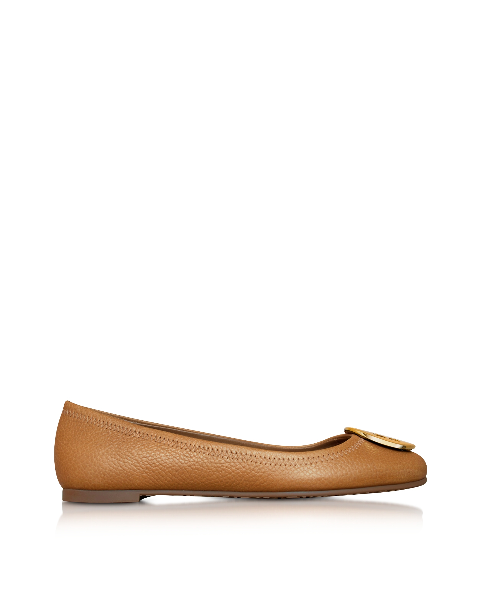 Tory burch Reva Tumbled Leather Ballet Flat in Brown | Lyst