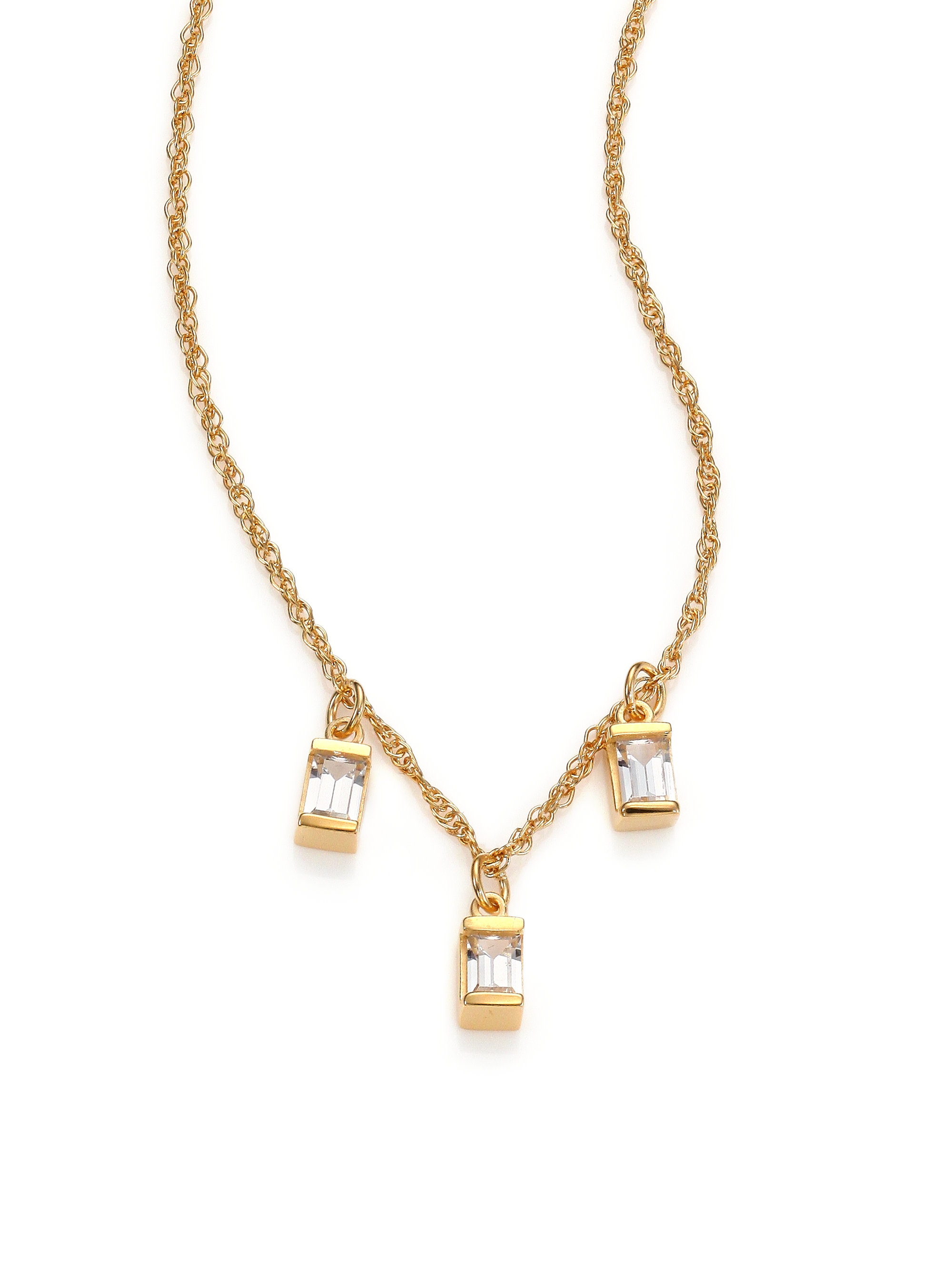 Lyst - Jennifer Zeuner Triple White Sapphire Baguette Necklace in Metallic