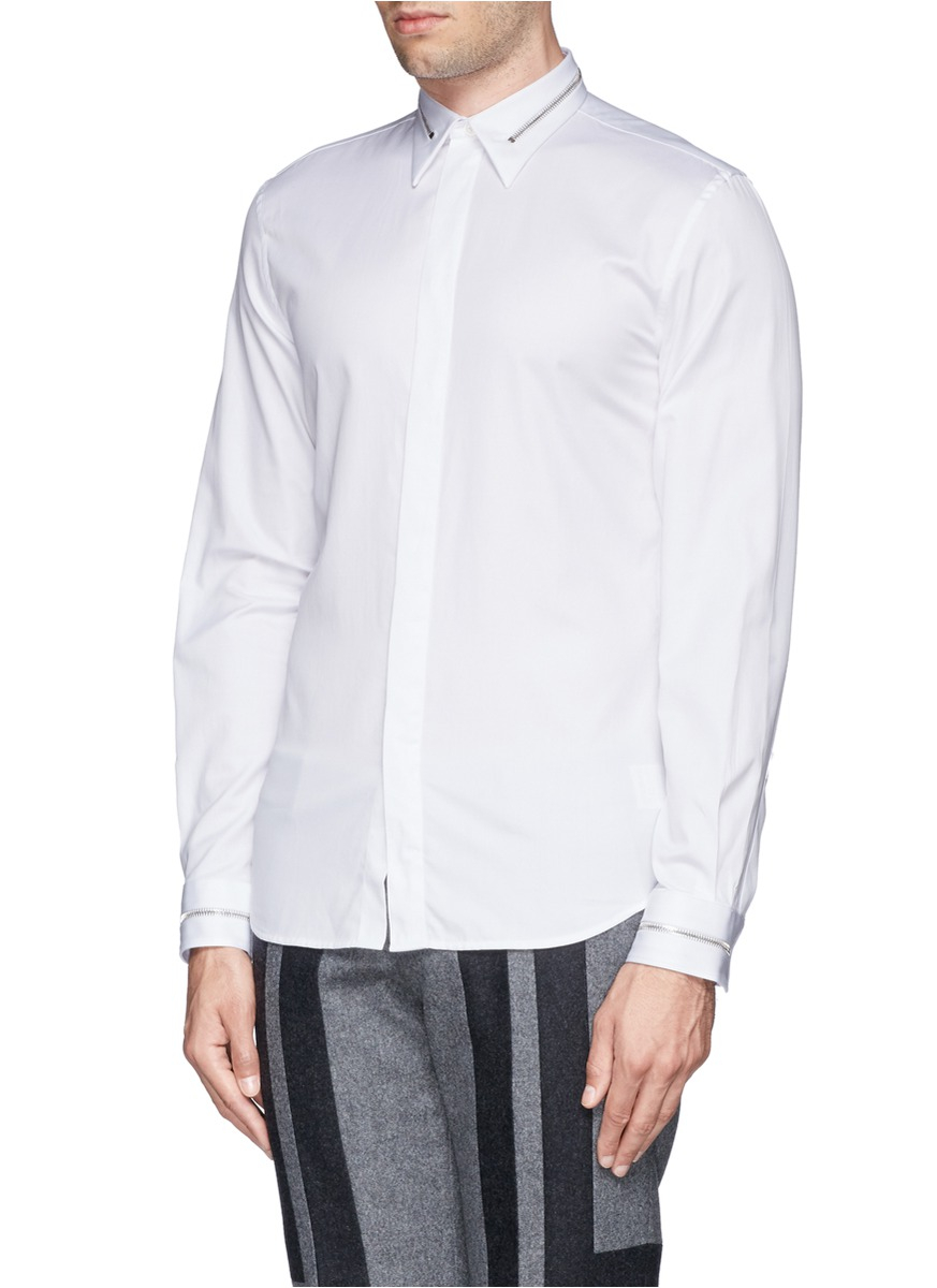 Lyst - Givenchy Zip Collar Cotton Shirt in White for Men