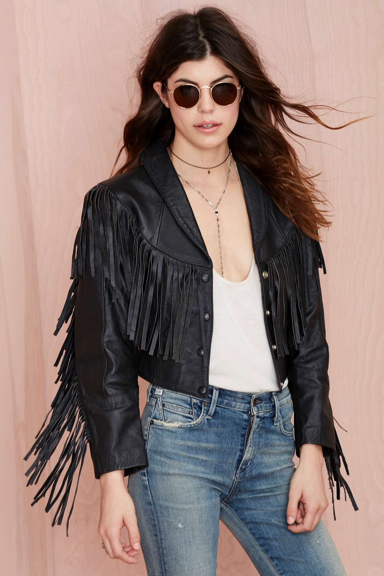 Lyst Nasty Gal Vintage Blackbird Leather Fringe Jacket In Black Gallery Women S Fringed Leather Jackets